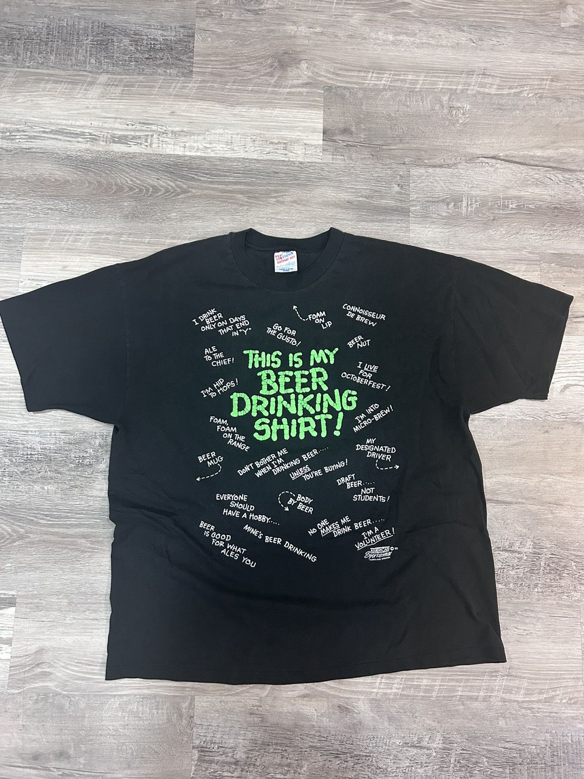 Vintage Vintage 90s Beer Script T-Shirt Size US XXL / EU 58 / 5 - 1 Thumbnail
