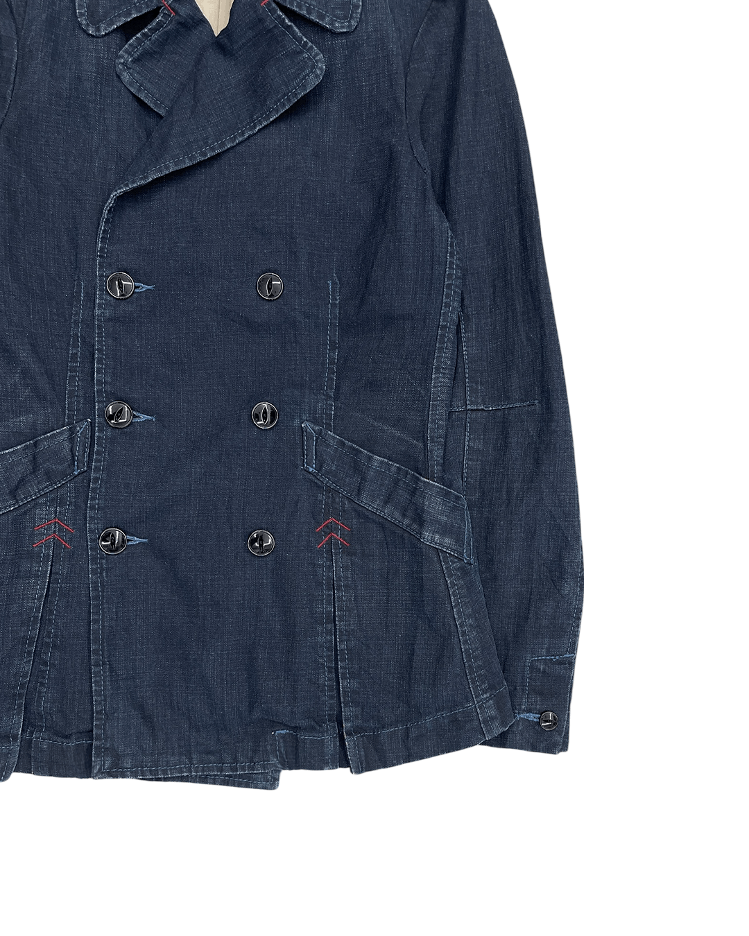 Marithe + Francois Girbaud Marithe Francois Girbaud 90s Red Stitch Detail Denim Blazer Size M / US 6-8 / IT 42-44 - 7 Thumbnail
