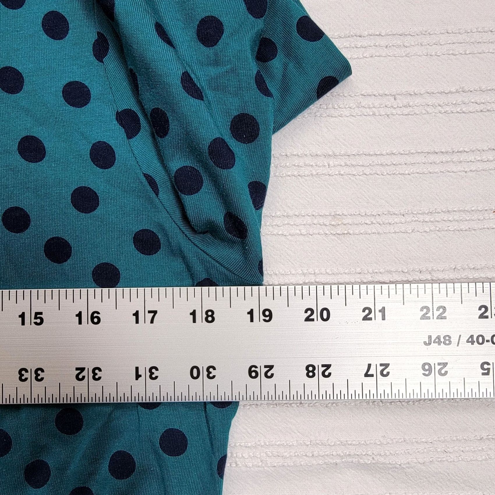 Boden Boden Blouse Top 10 Teal Blue Polka Dots Knit 3/4 Sleeve Round Neck Womens Shirt Size L / US 10 / IT 46 - 7 Thumbnail