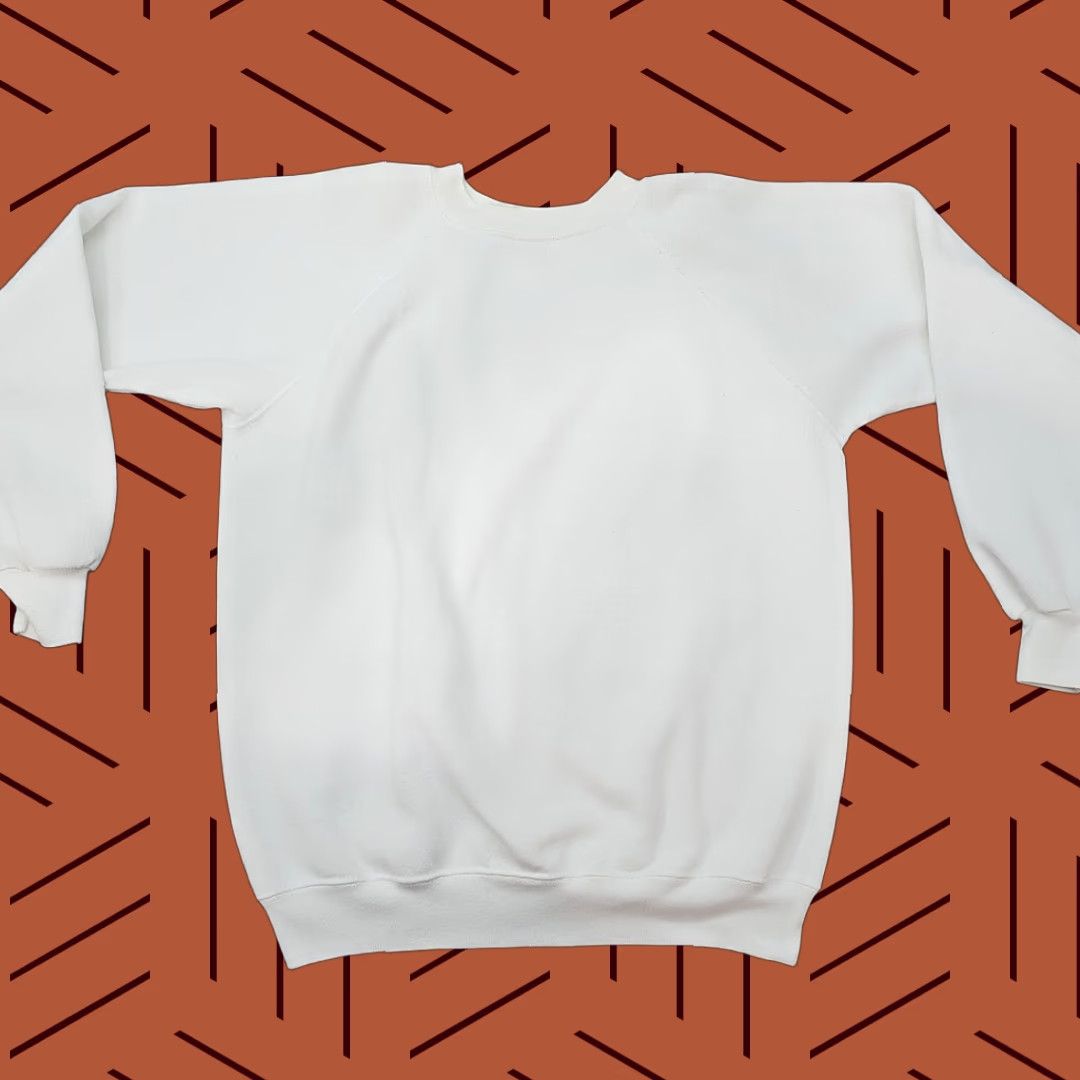 Hanes VINTAGE Hanes Sweatshirt Men L White 90s Crew Neck Zip Pullover Long Sleeve Made in USA XL Regular White Crew Neck Men Size US XL / EU 56 / 4 - 1 Thumbnail