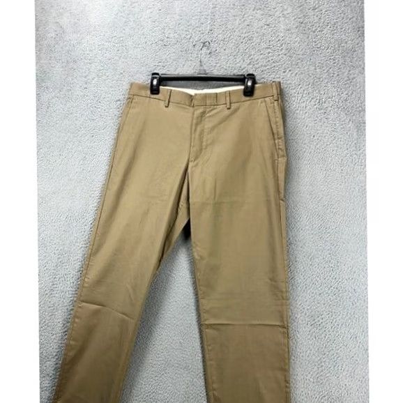 Vintage J Crew Ludlow Chino Pants Men 34X36 Slim Straight Flat Front Tan Beige 3XDry NWT Size US 34 / EU 50 - 7 Thumbnail