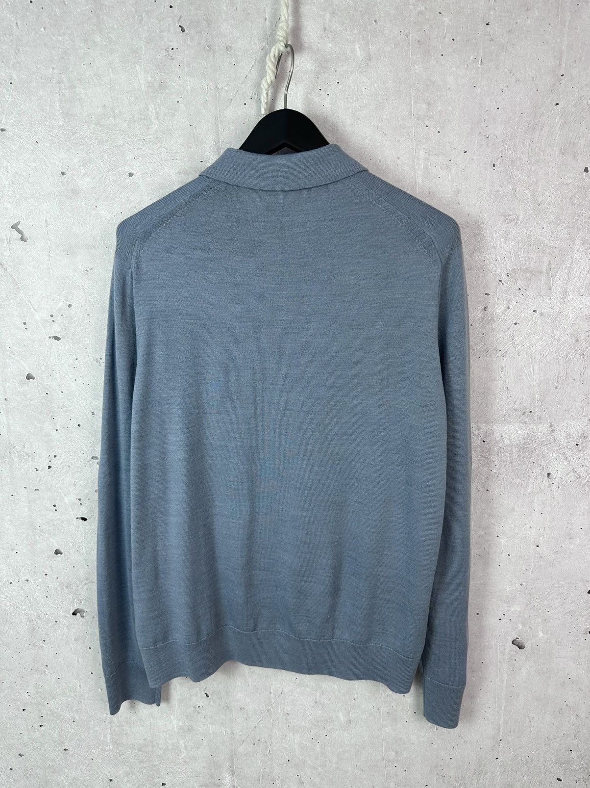 Arket NEW Arket Wool Grey-Blue Long Sleeve Men’s Polo Sweater Size US XL / EU 56 / 4 - 6 Thumbnail
