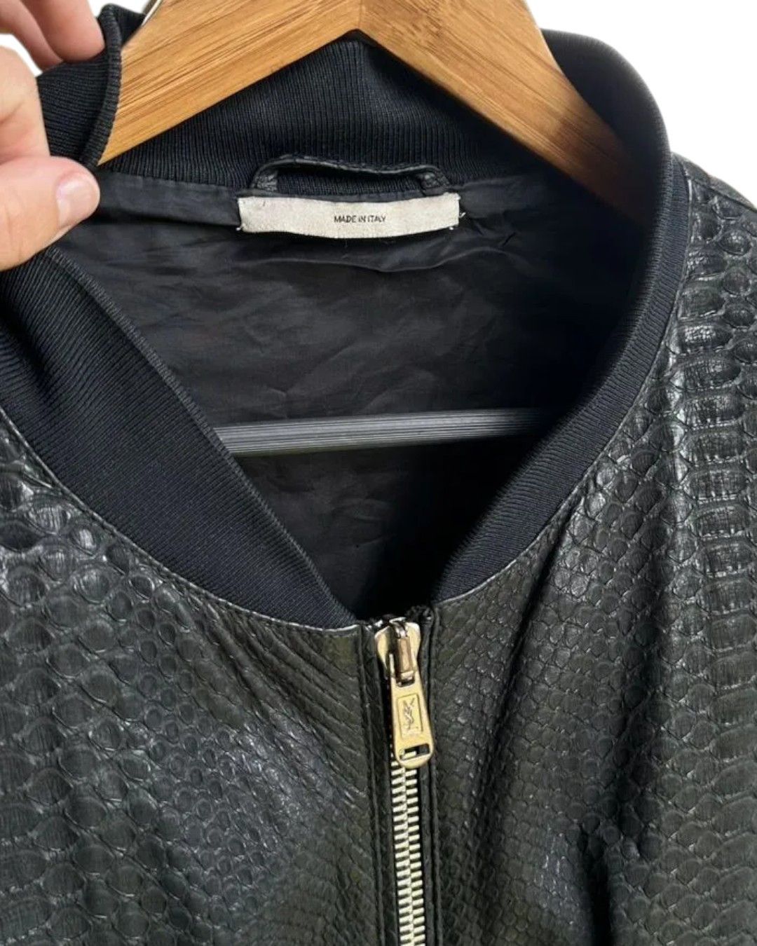 Yves Saint Laurent REAL PYTHON SKIN LEATHER BOMBER JACKET Size US L / EU 52-54 / 3 - 3 Thumbnail