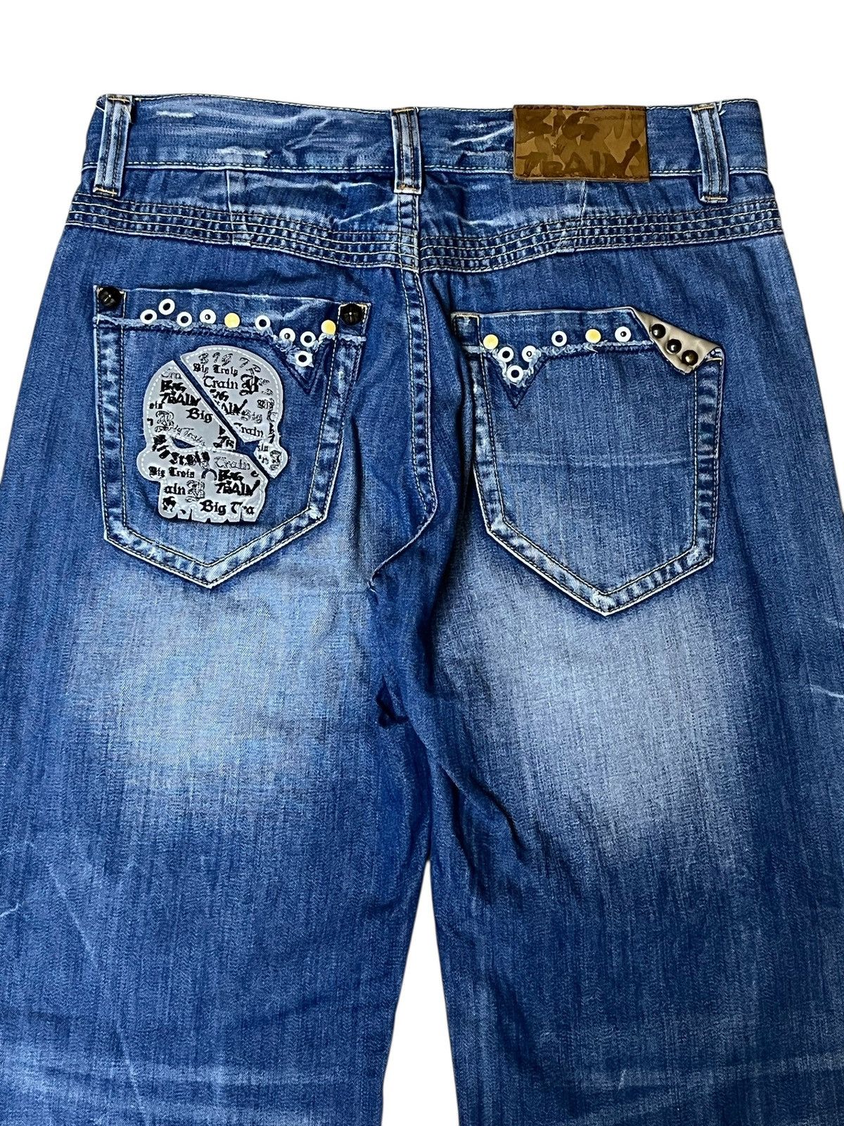 Japanese Brand Japanese y2k BIG TRAIN OSAKA JEANS skull patches dirty jeans Size US 33 - 10 Thumbnail