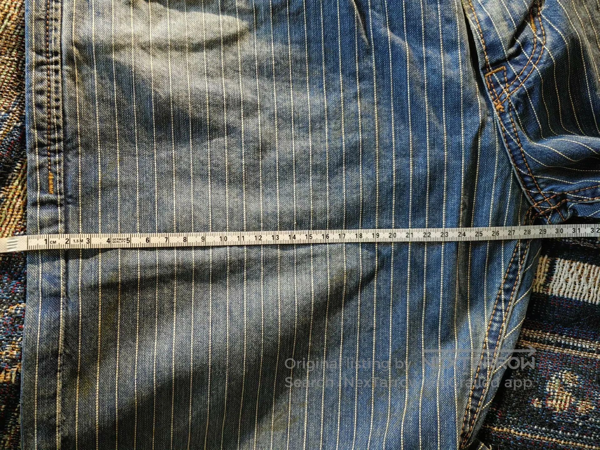 Scarti-Lab Scarti Lab Indigo Striped Washed Denim Pants. Size US 31 - 8 Thumbnail