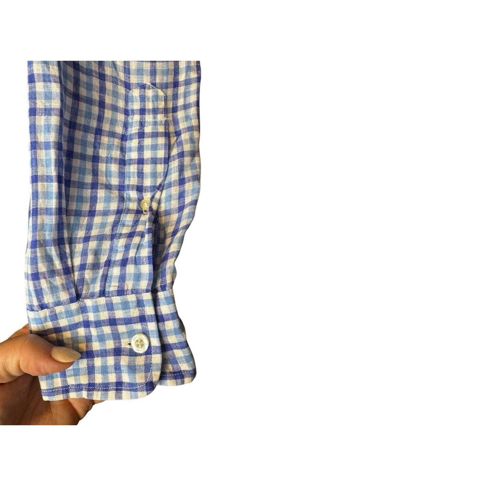 Vineyard Vines Vineyard Vines Blue Check 100% Linen Shirt TINY FLAW Size US L / EU 52-54 / 3 - 4 Thumbnail