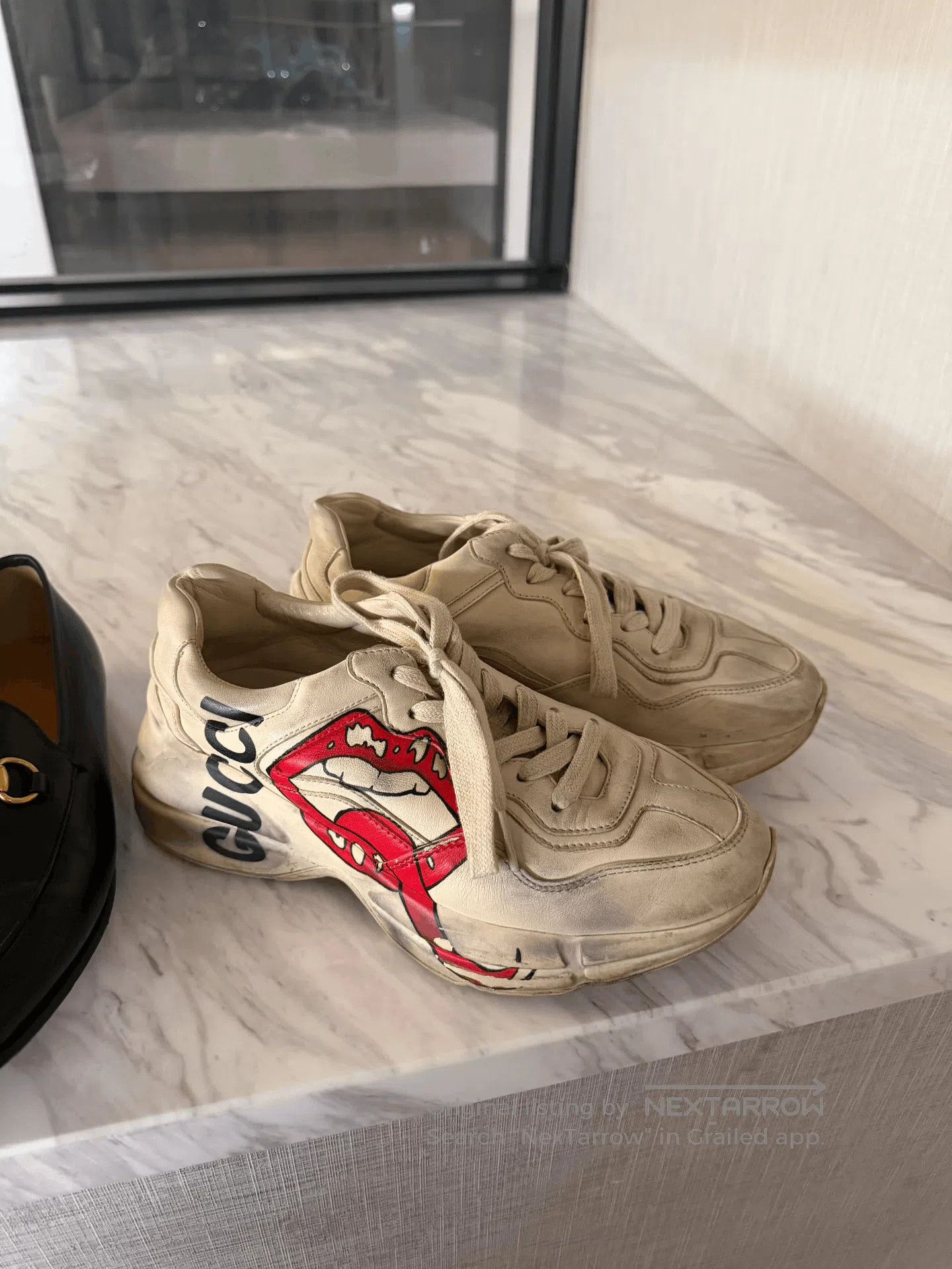 Gucci Gucci Distressed Sneakers Red Tongue. Size US 6 / IT 36 - 1 Thumbnail