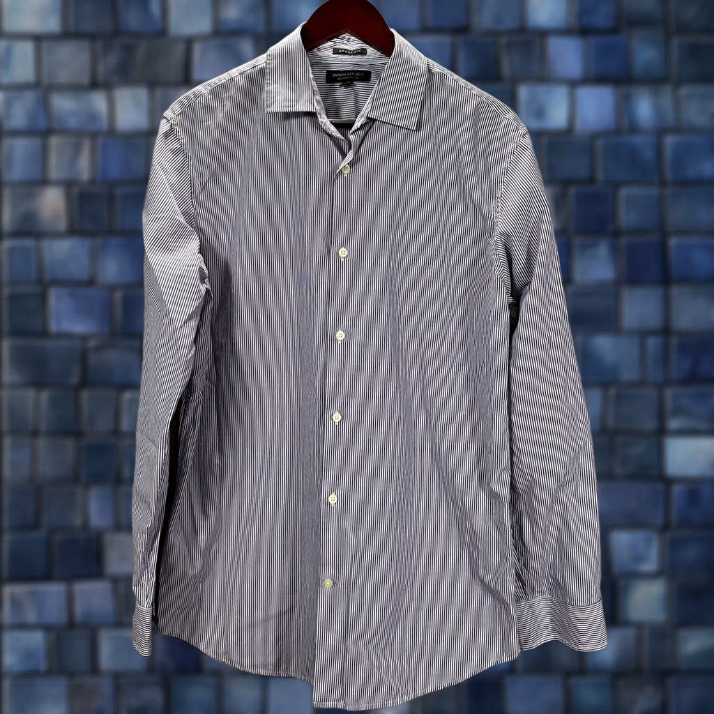 Banana Republic Banana Republic Shirt Mens L Grant Fit 120's Supima Cotton Purple Stripe Long Sleeve Button-Up Collared Size US L / EU 52-54 / 3 - 1 Thumbnail