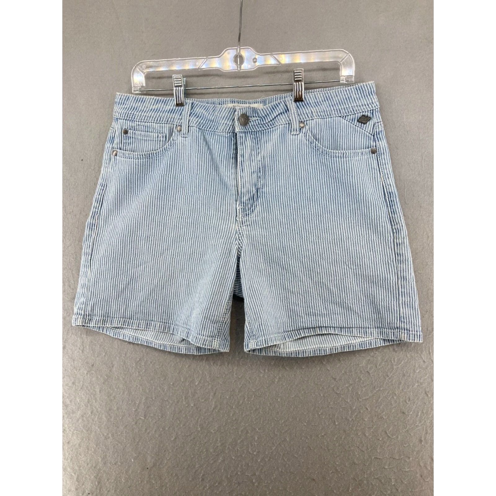 Buffalo David Bitton Buffalo Jeans Mens Shorts Phillip Striped Stretch Denim Casual 30 Blue 5-Pocket Design Inseam 9 in Regular Rise Mid Size US 30 / EU 46 - 2 Thumbnail