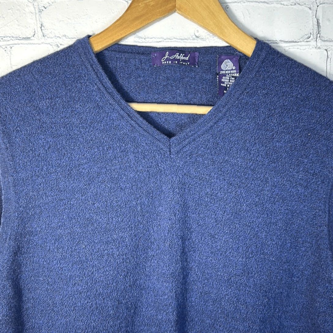 Vintage VINTAGE J. Ashford Vest Sweater Blue 100% Extra Fine Merino Wool Italy Size L Mens Size US L / EU 52-54 / 3 - 2 Thumbnail