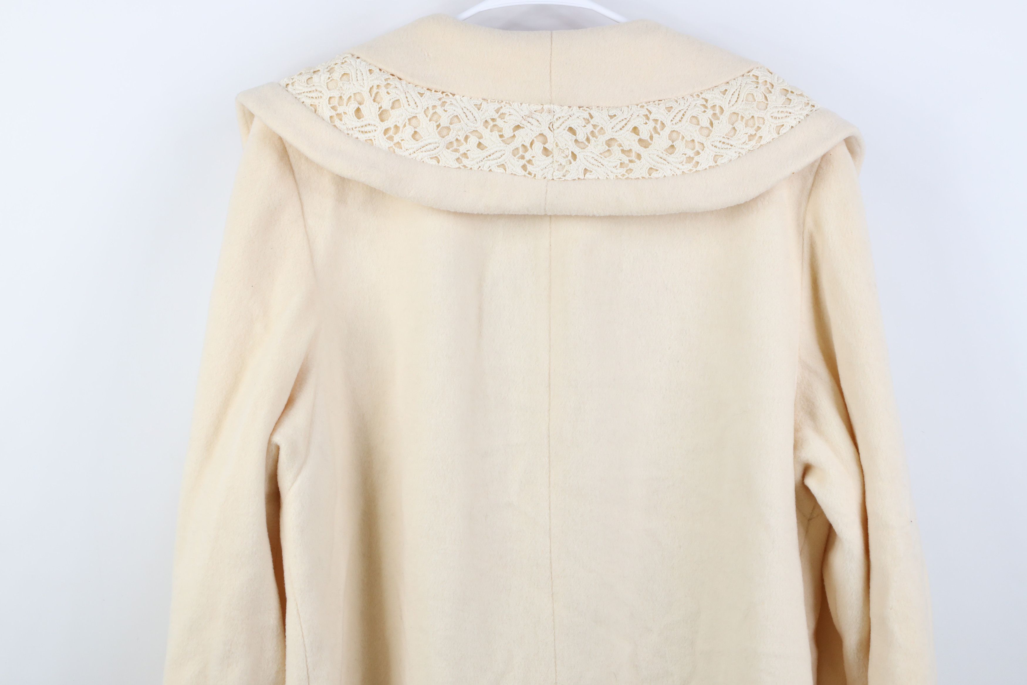 Vintage Vintage 90s Streetwear Lace Shawl Overcoat Jacket Cream USA Size XXL / US 16-18 / IT 52-54 - 13 Thumbnail