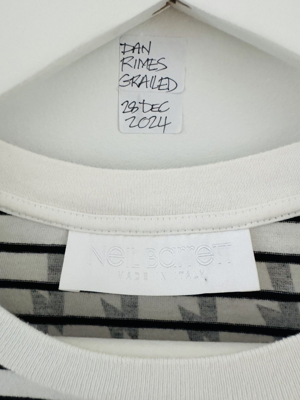 Neil Barrett NEIL BARRETT FAIR ISLE THUNDERBOLT STRIPE TEE BJT364B G553S Size US M / EU 48-50 / 2 - 3 Thumbnail