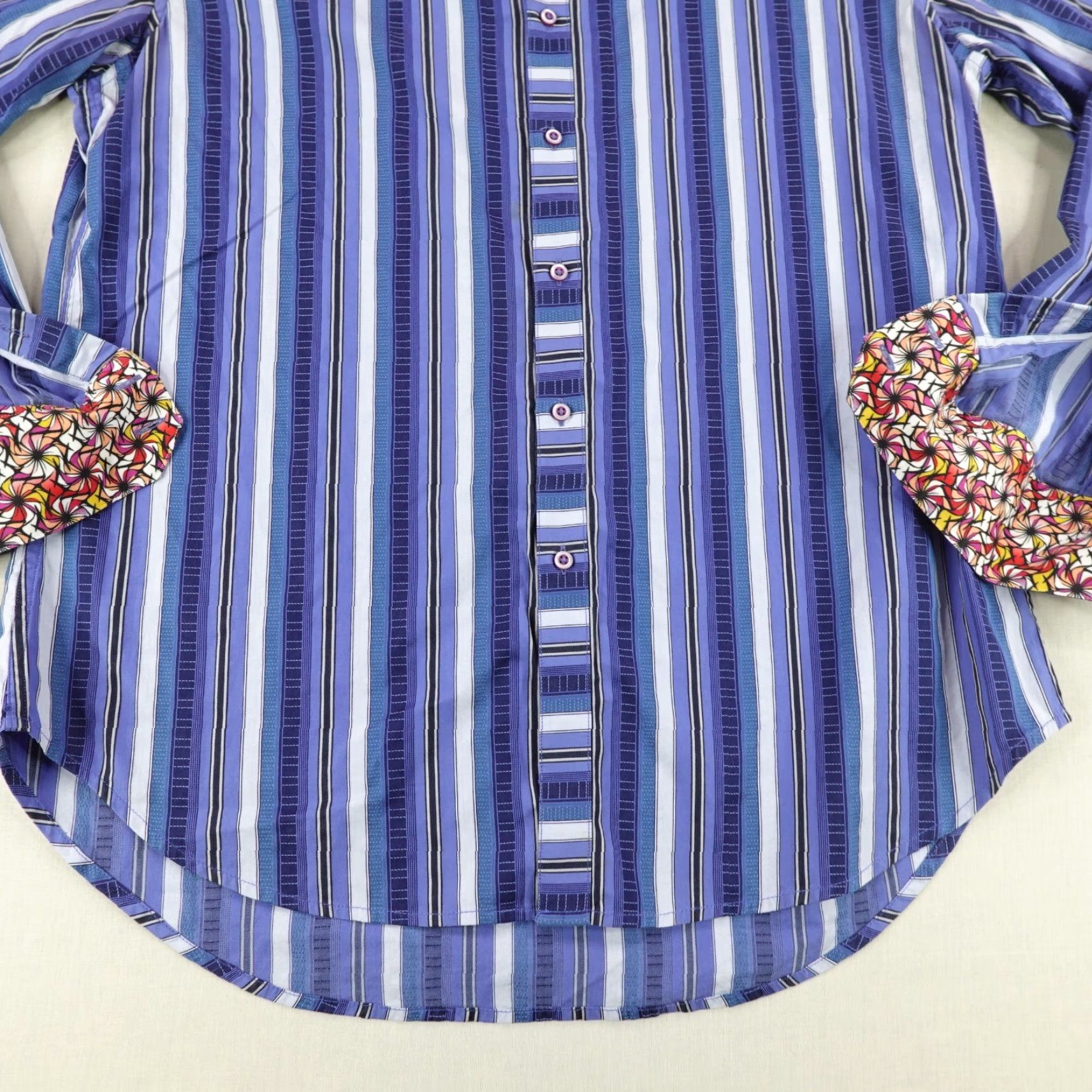 Robert Graham Robert Graham Shirt Mens Large Blue White Stripes Button-Up Collared Button Up Long Sleeve Cotton Size US L / EU 52-54 / 3 - 3 Thumbnail