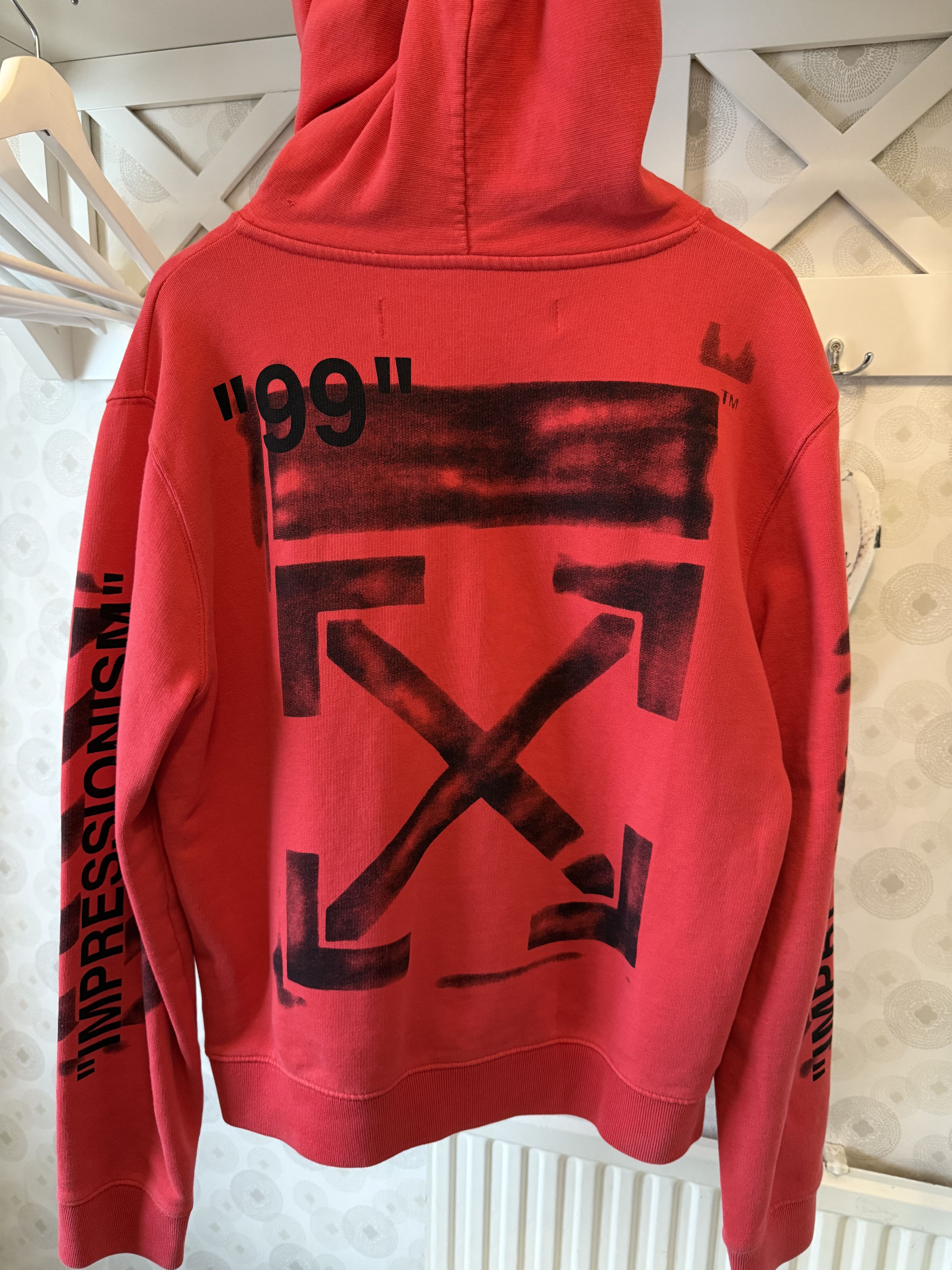 Off-White Off White Diag Stencil Hoodie Red (2019) Size US S / EU 44-46 / 1 - 5 Thumbnail