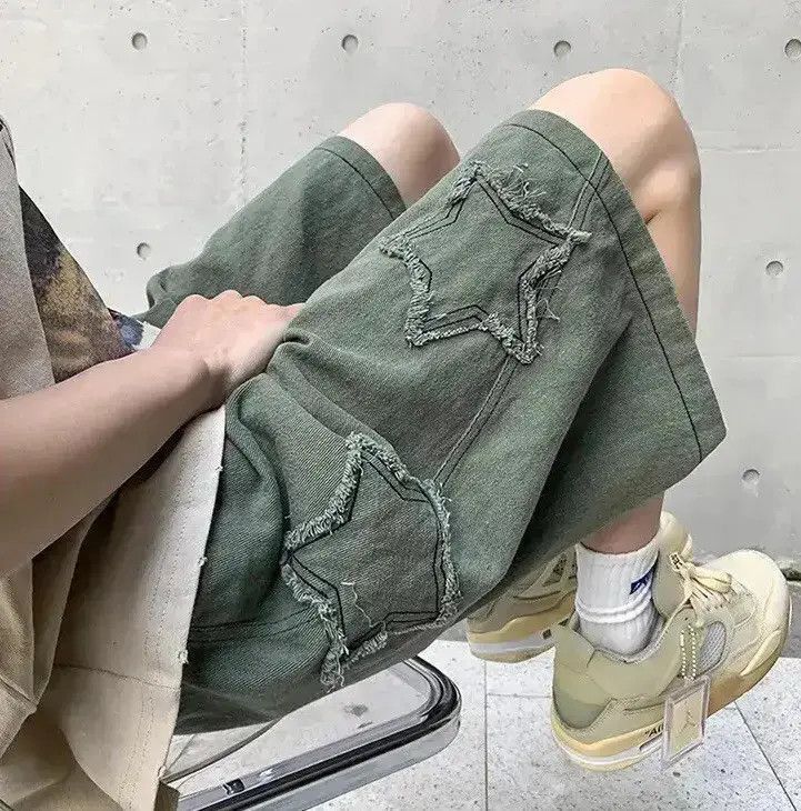 Japanese Brand Streetwear Patchwork Denim Shorts with star y2k 90’s vintage Size US 34 / EU 50 - 5 Thumbnail
