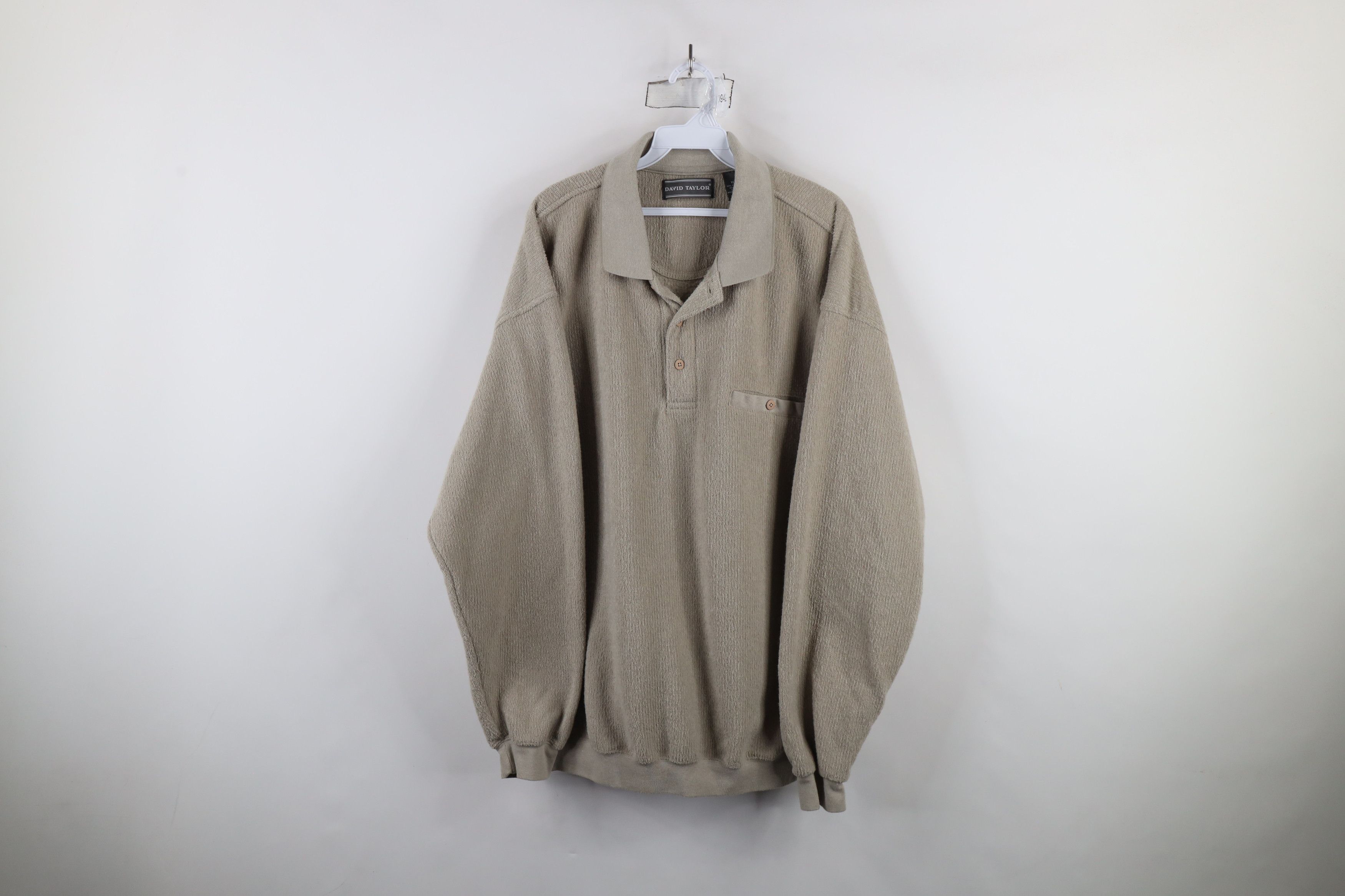 Vintage Vintage 90s Streetwear Fleece Ribbed Collared Sweatshirt Size US XL / EU 56 / 4 - 1 Thumbnail