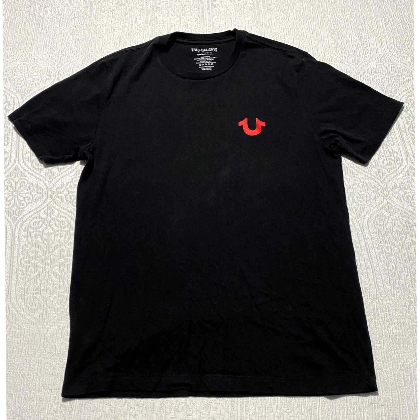 True Religion TRUE RELIGION T-Shirt Mens M Black Buddha Guitar Back Print Logo Graphic Tee Size US M / EU 48-50 / 2 - 2 Thumbnail