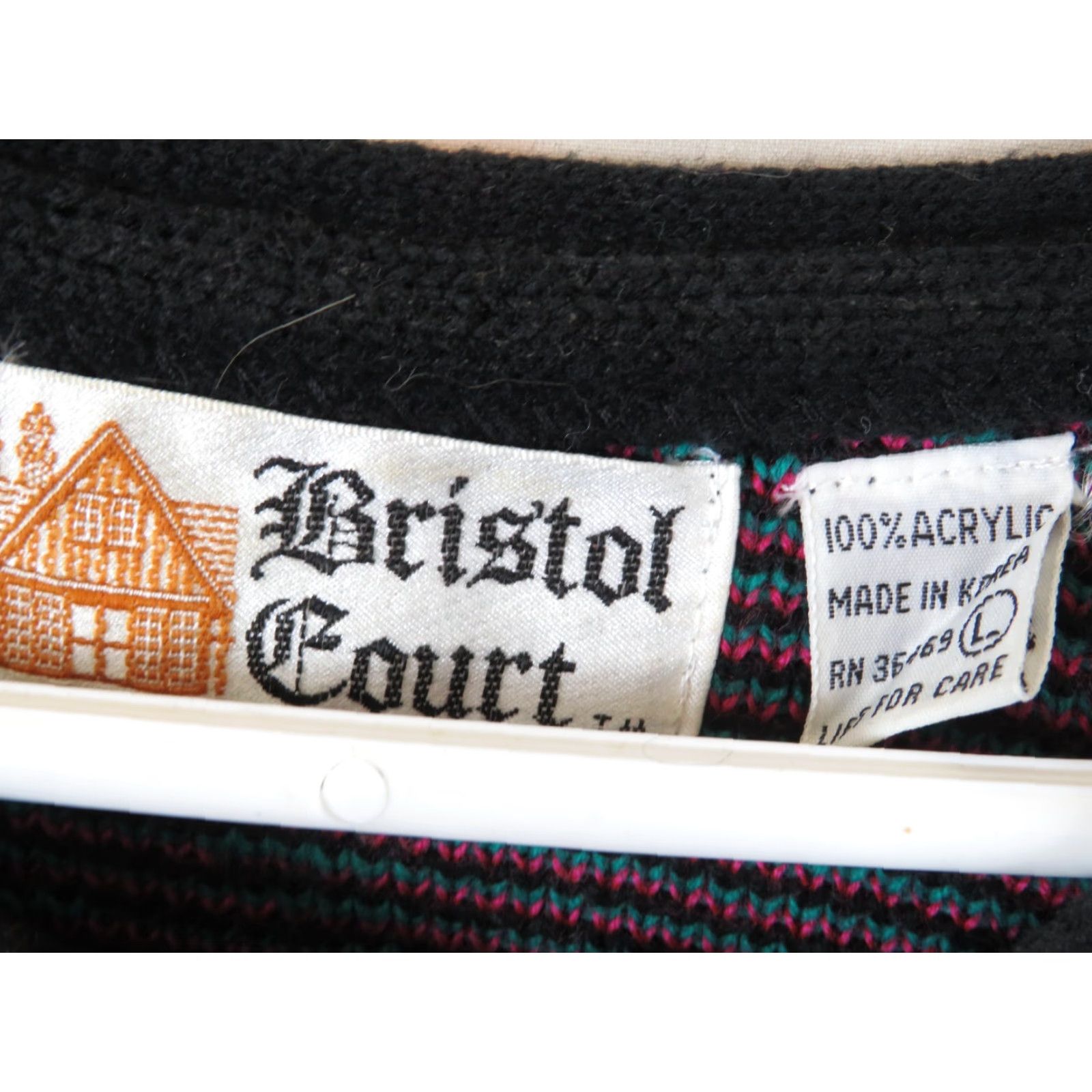 Vintage VINTAGE Bristol Court Sweater Women L Black 80s Knit Pullover Round Neck Long Sleeve Acrylic Cotton Ramie design Size L / US 10 / IT 46 - 4 Thumbnail
