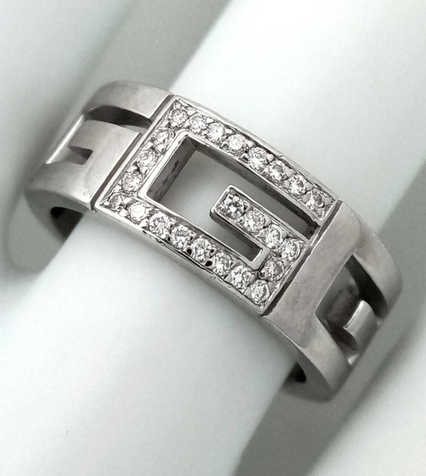 Gucci Gucci 18ct White Gold G Logo Diamond Band Ring Size M Size ONE SIZE - 3 Thumbnail