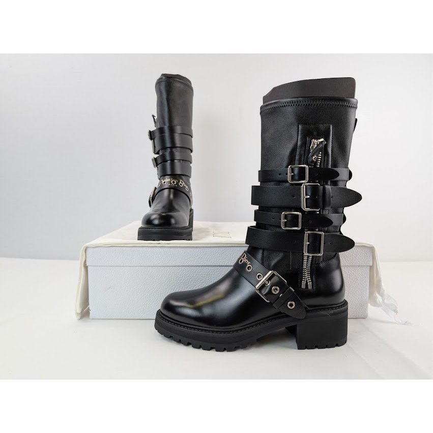 Dior o1rshd1 Christian Zip Detailed Buckled Boots in Black Size US 10 / IT 40 - 21 Thumbnail