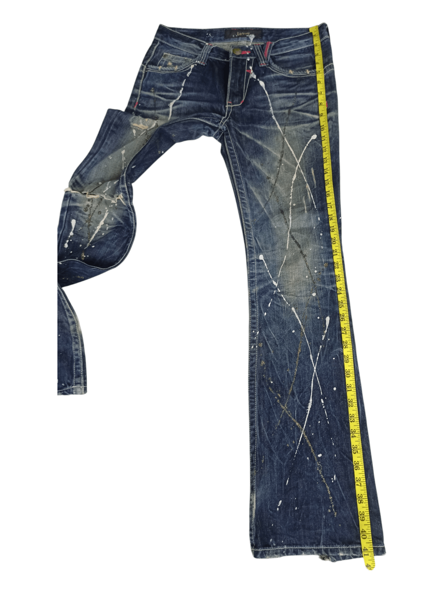 Japanese Brand Lagust Paint Splatter Mud Wash Distressed Flare Jeans Size US 30 / EU 46 - 22 Thumbnail