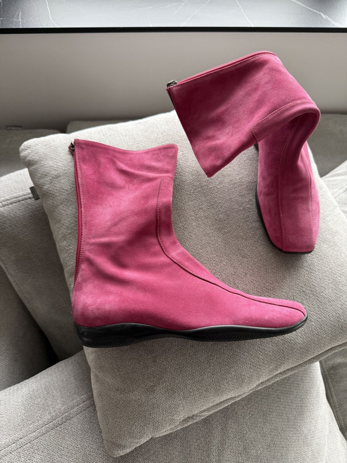 Prada Archive 2000s Prada Sport Rare Ankle Zip Suede Boots Sz 36,5 Size US 6.5 / IT 36.5 - 2 Thumbnail