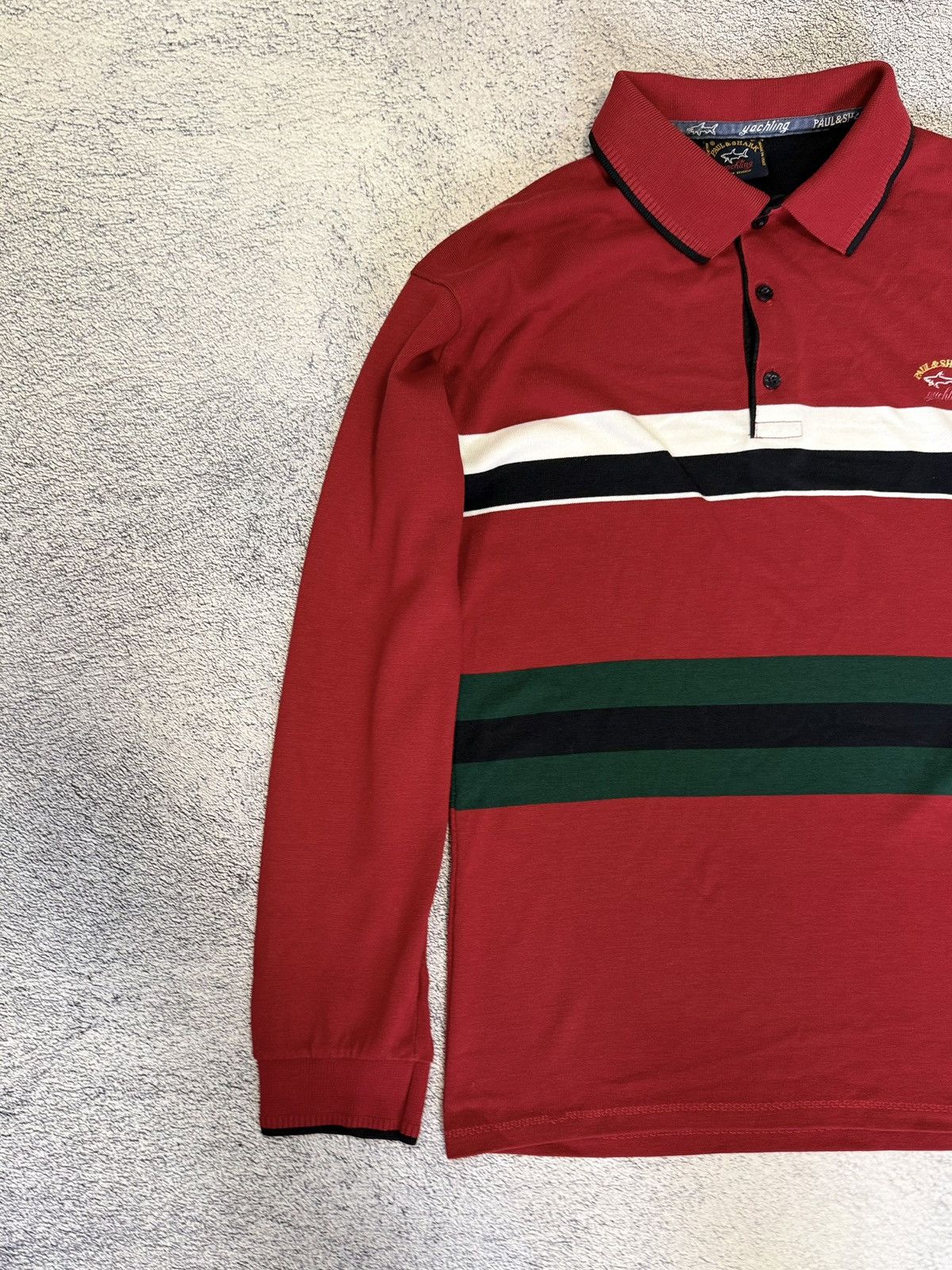 Paul & Shark Paul Shark Rugby Polo Shirt Red Striped Italy Long Sleeve M Size US M / EU 48-50 / 2 - 5 Thumbnail