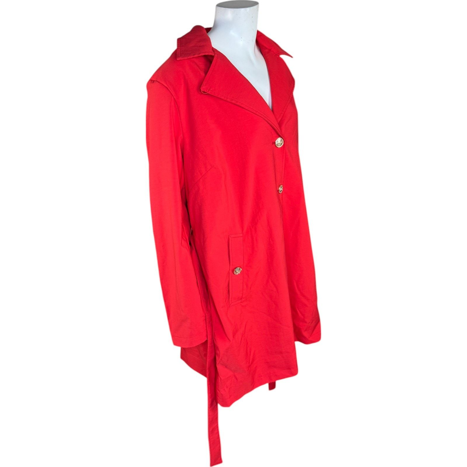 Other Dennis Basso Water Resistant Trench Coat Hood Tomato Red XLP Size XL / US 12-14 / IT 48-50 - 2 Thumbnail