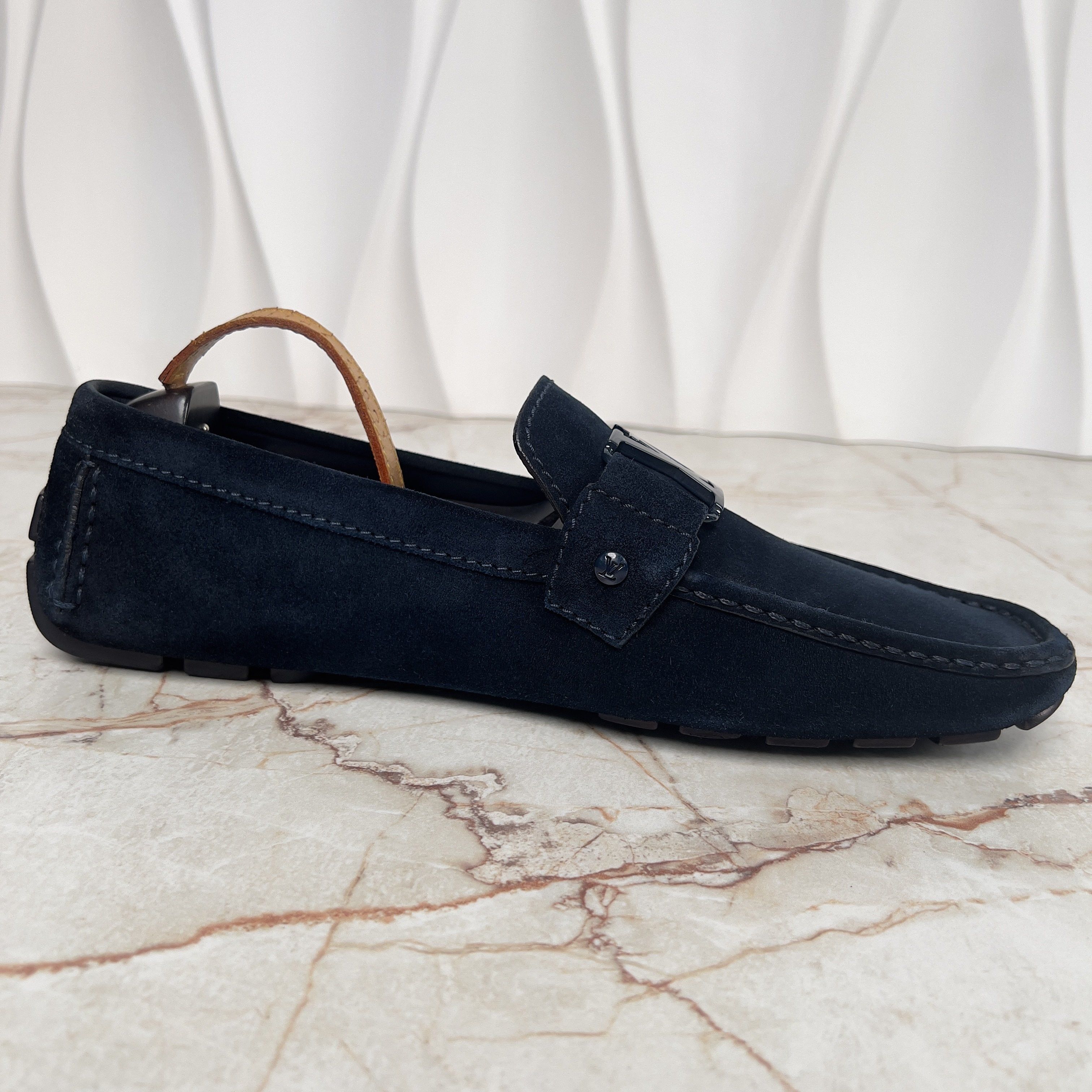 Louis Vuitton Monte Carlo LV Logo Driving Moccasins Blue Suede Size US 10 / EU 43 - 7 Thumbnail