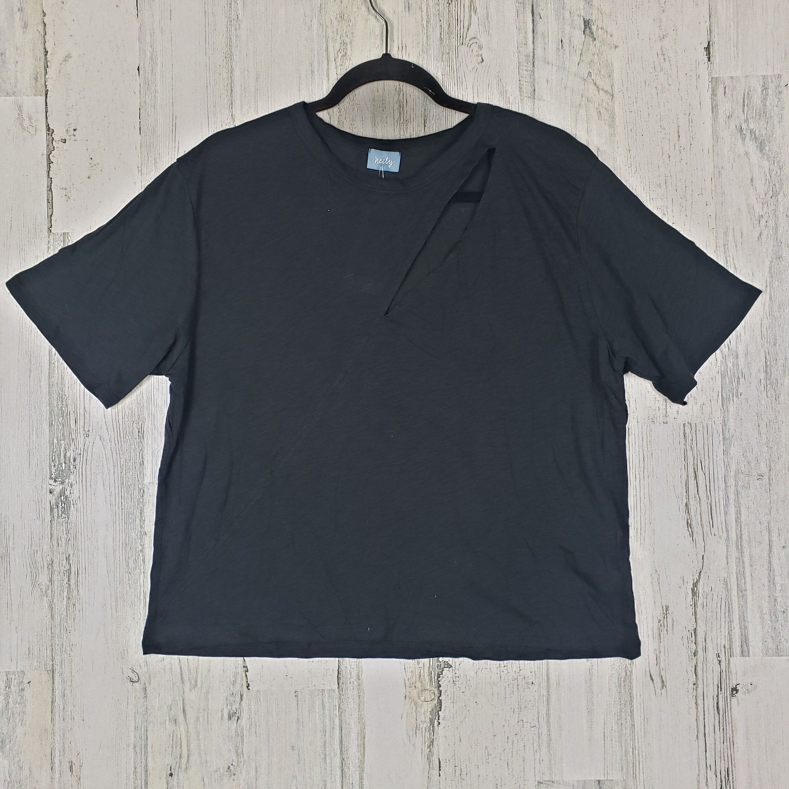 Other NWT Neely By Elam Black Burnout T-Shirt Slash Detail Large Size L / US 10 / IT 46 - 1 Thumbnail