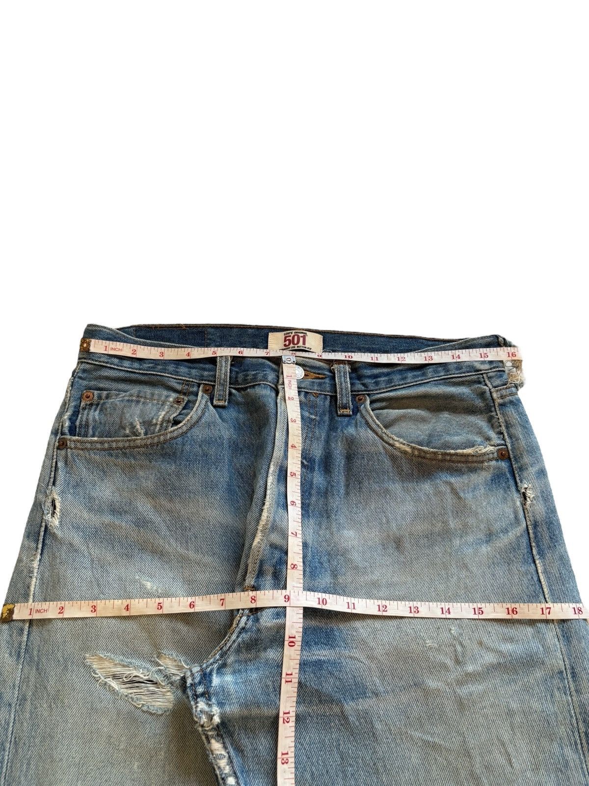 LVC × Levi's × Levi's Vintage Clothing Vintage 90s Levis 501 Mud Wash Distressed Ripped Loose Jean Size US 31 - 11 Thumbnail