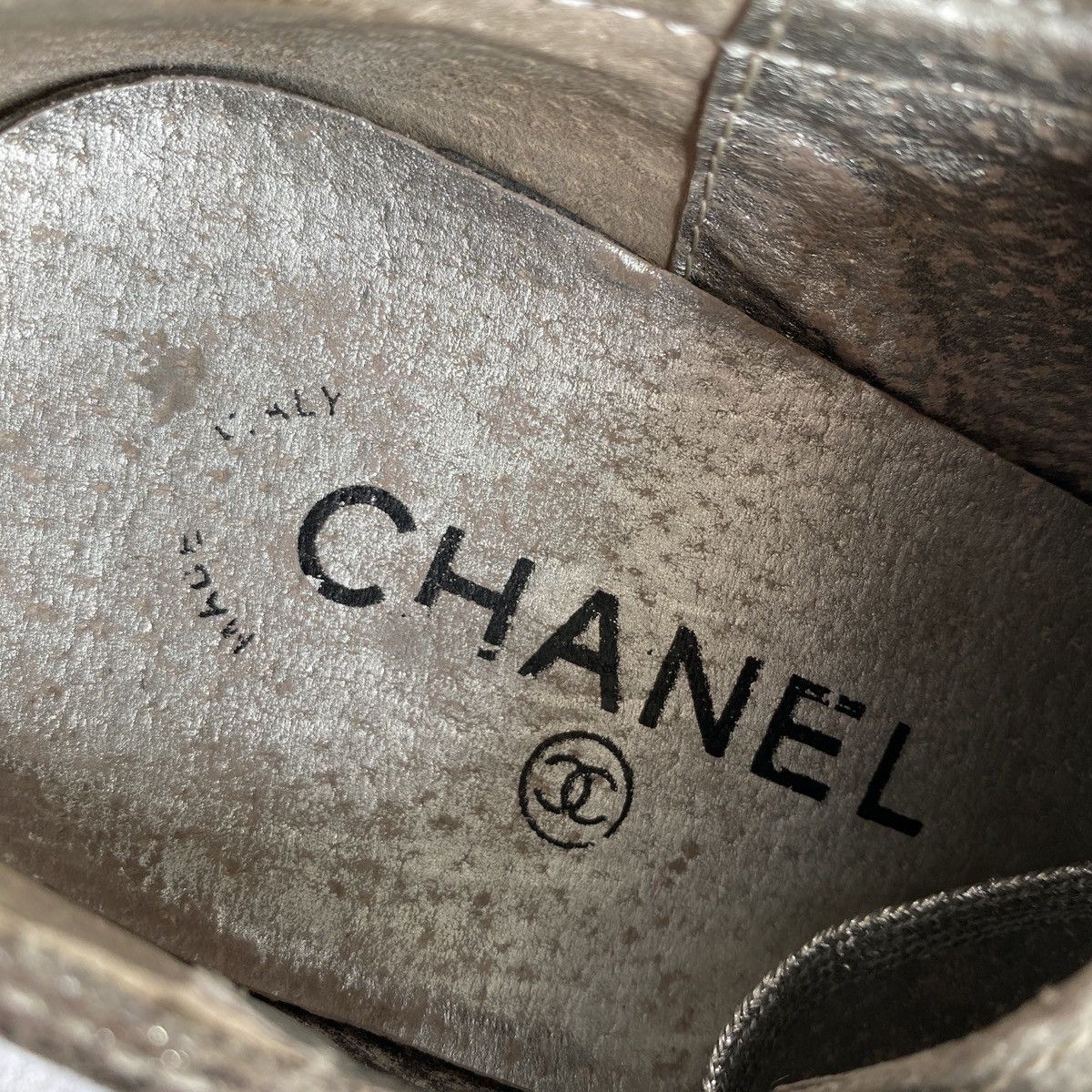 Chanel Cnanel Silver Foil Platform Creeper Sneakers Size US 8 / IT 38 - 7 Thumbnail