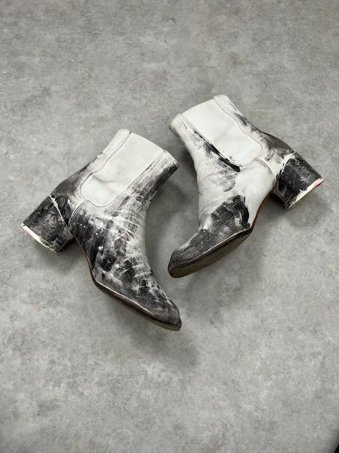 Maison Margiela Maison Margiela White Painted Abstract Heels Boots Size US 6 / IT 36 - 4 Thumbnail