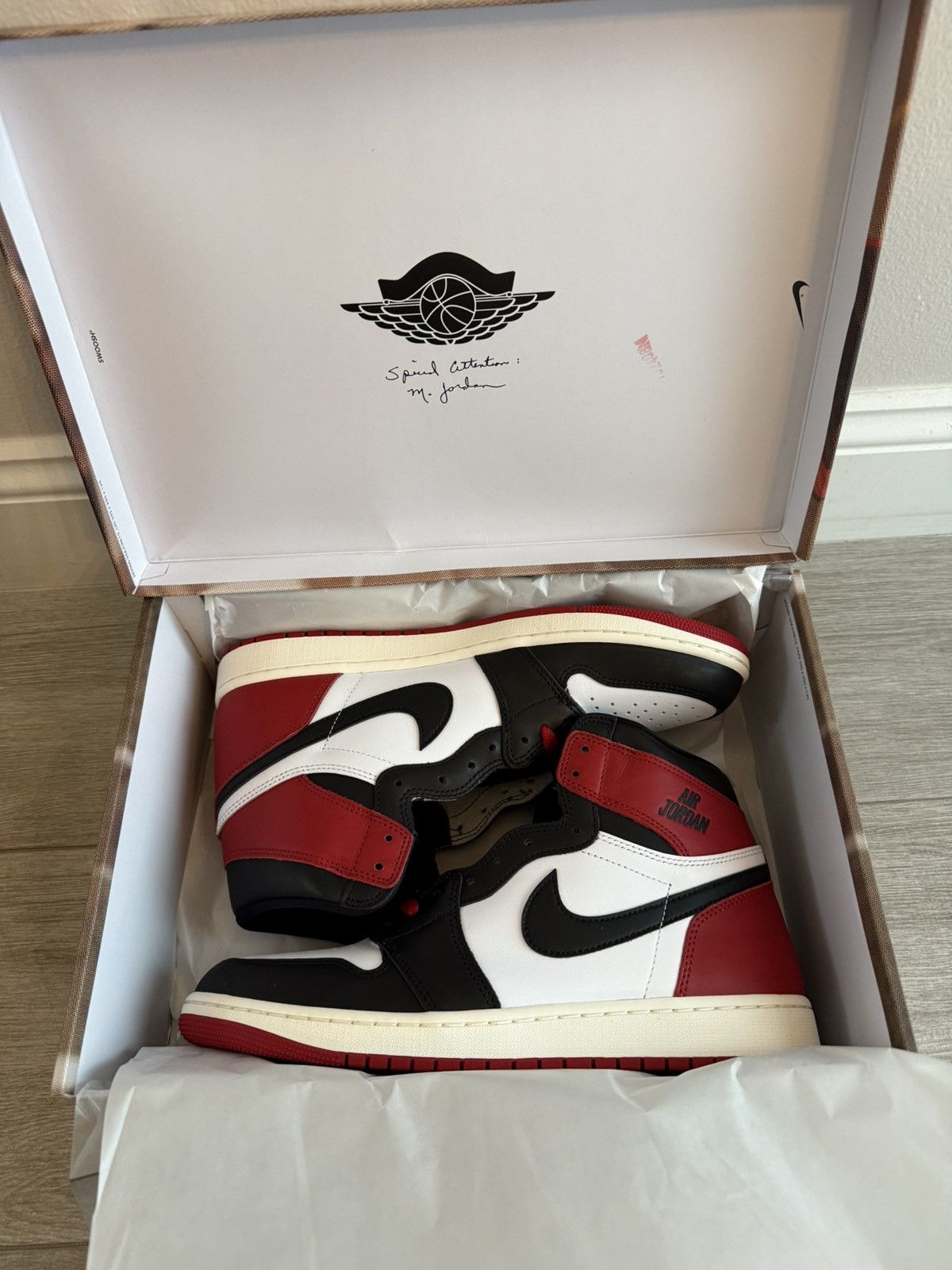 Jordan Brand Jordan 1 Retro High OG Black Toe Reimagined Red White Sz 12 Size US 12 / EU 45 - 3 Thumbnail
