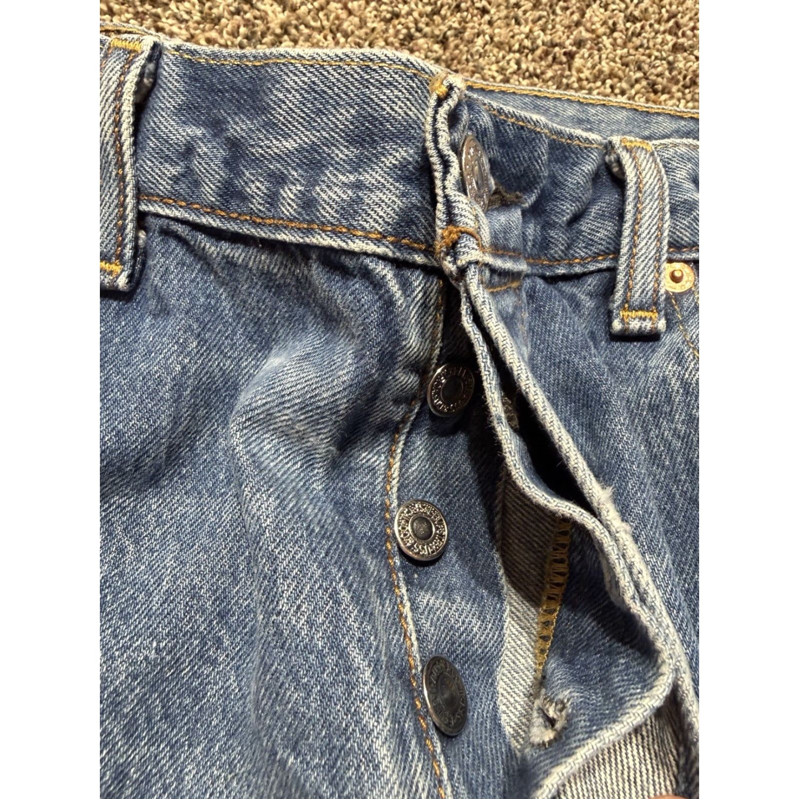 Levi's VINTAGE Levis 501 Jeans Men 33 Blue Denim 33X 35 Straight Distressed HEMMED Size US 33 - 5 Thumbnail