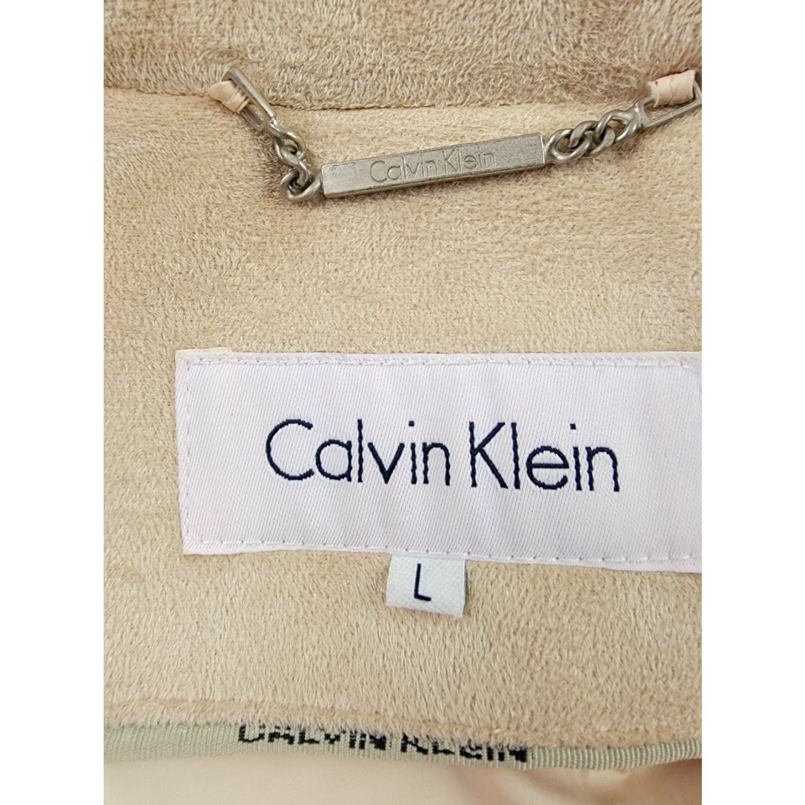 Calvin Klein Calvin Klein Coat Womens Large Tan Faux Suede Pea Coat Classic Pockets Size L / US 10 / IT 46 - 2 Thumbnail