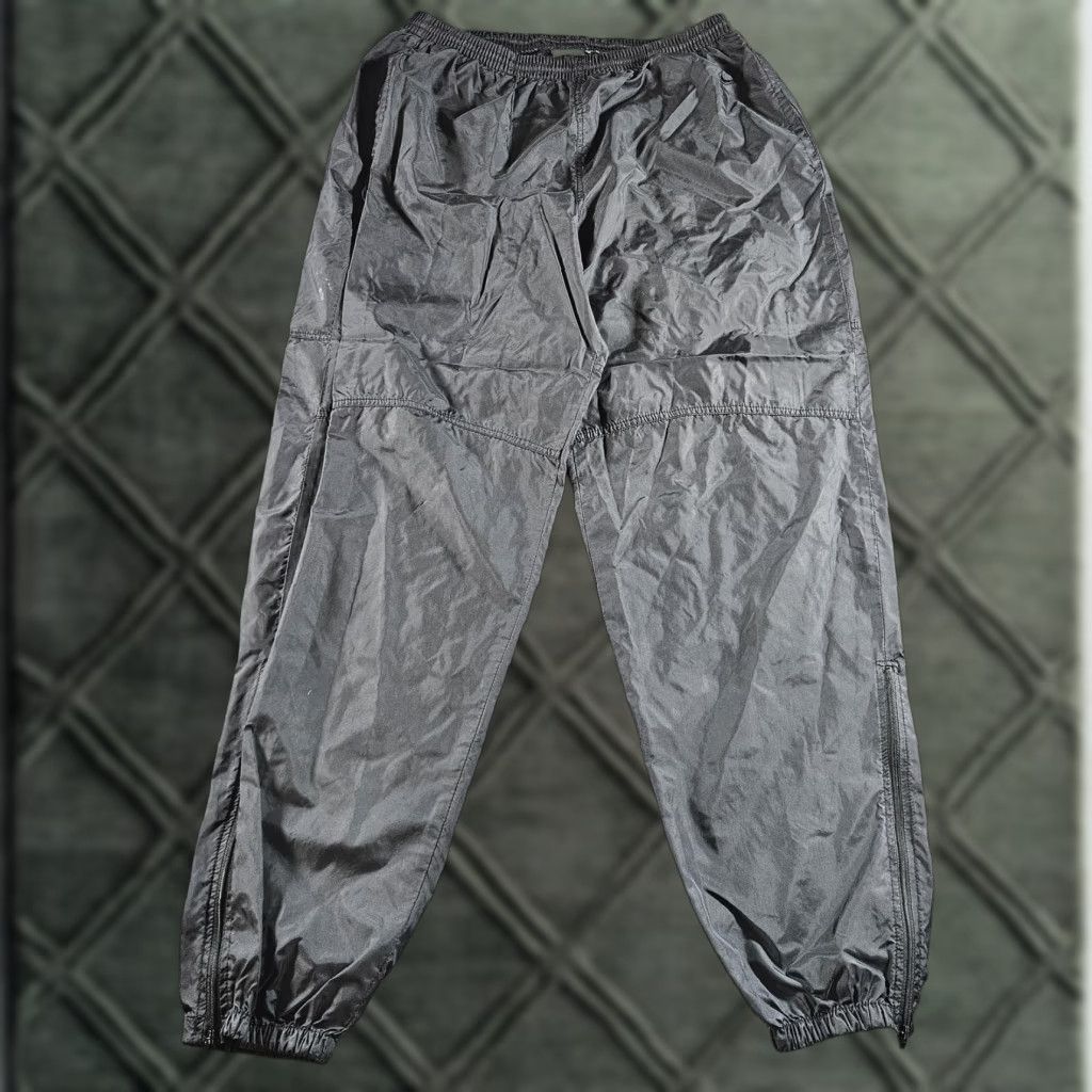 VINTAGE Nike Track Pants Mens XL Black Woven Windbreaker 90s Athletic Joggers