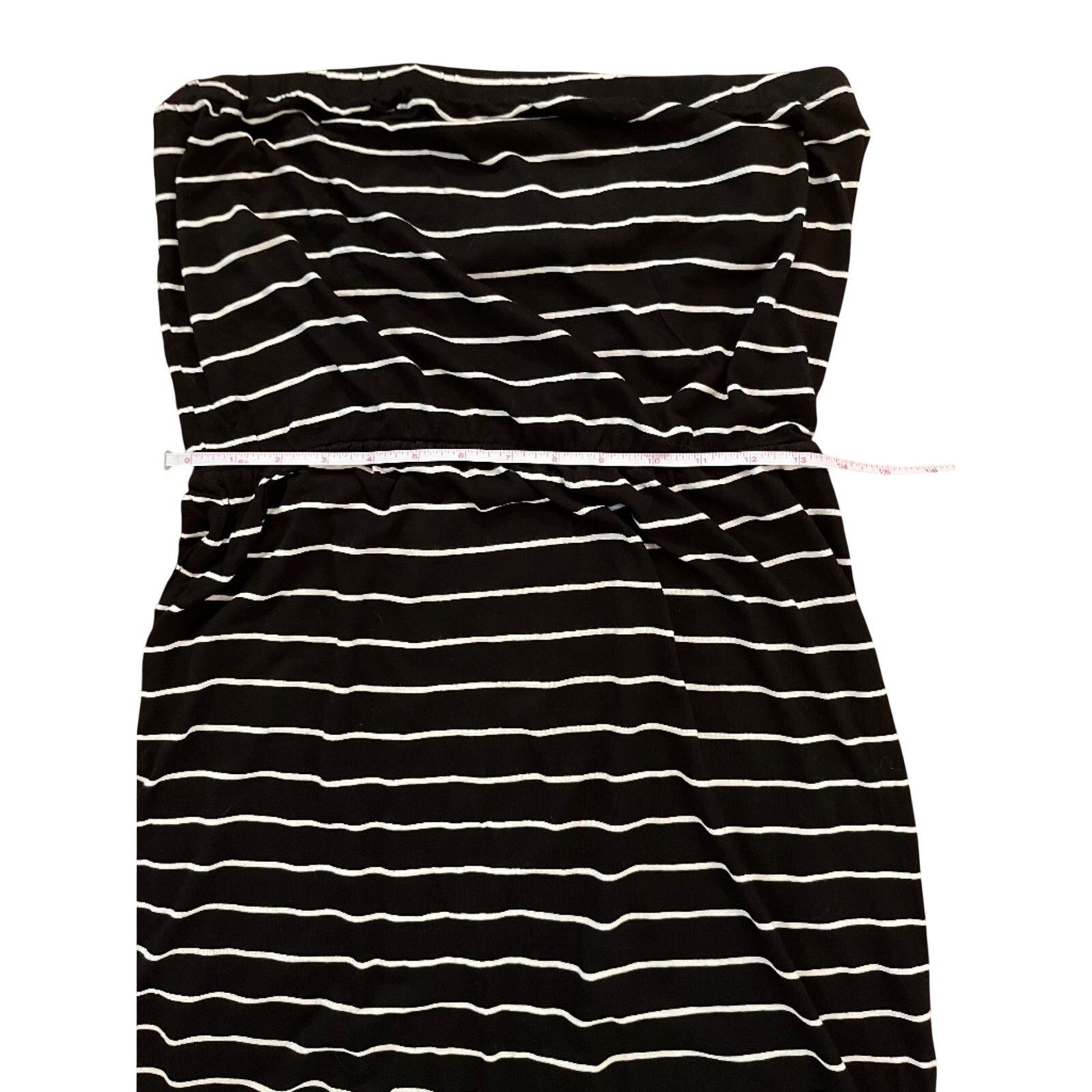 Forever 21 Forever 21 Black & White Striped Strapless Tube Maxi Dress Size L / US 10 / IT 46 - 3 Thumbnail