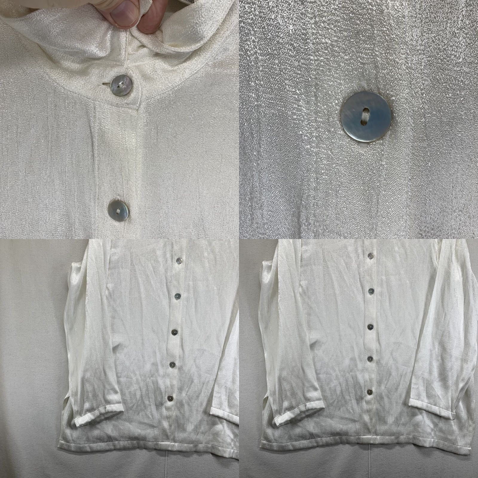 Vintage VINTAGE Stonebridge Women’s Button-Up White Satin Long Sleeve Collared Top L Casual Shirt Angel 80s 90s Classic Couture Shell Princess Size L / US 10 / IT 46 - 8 Thumbnail