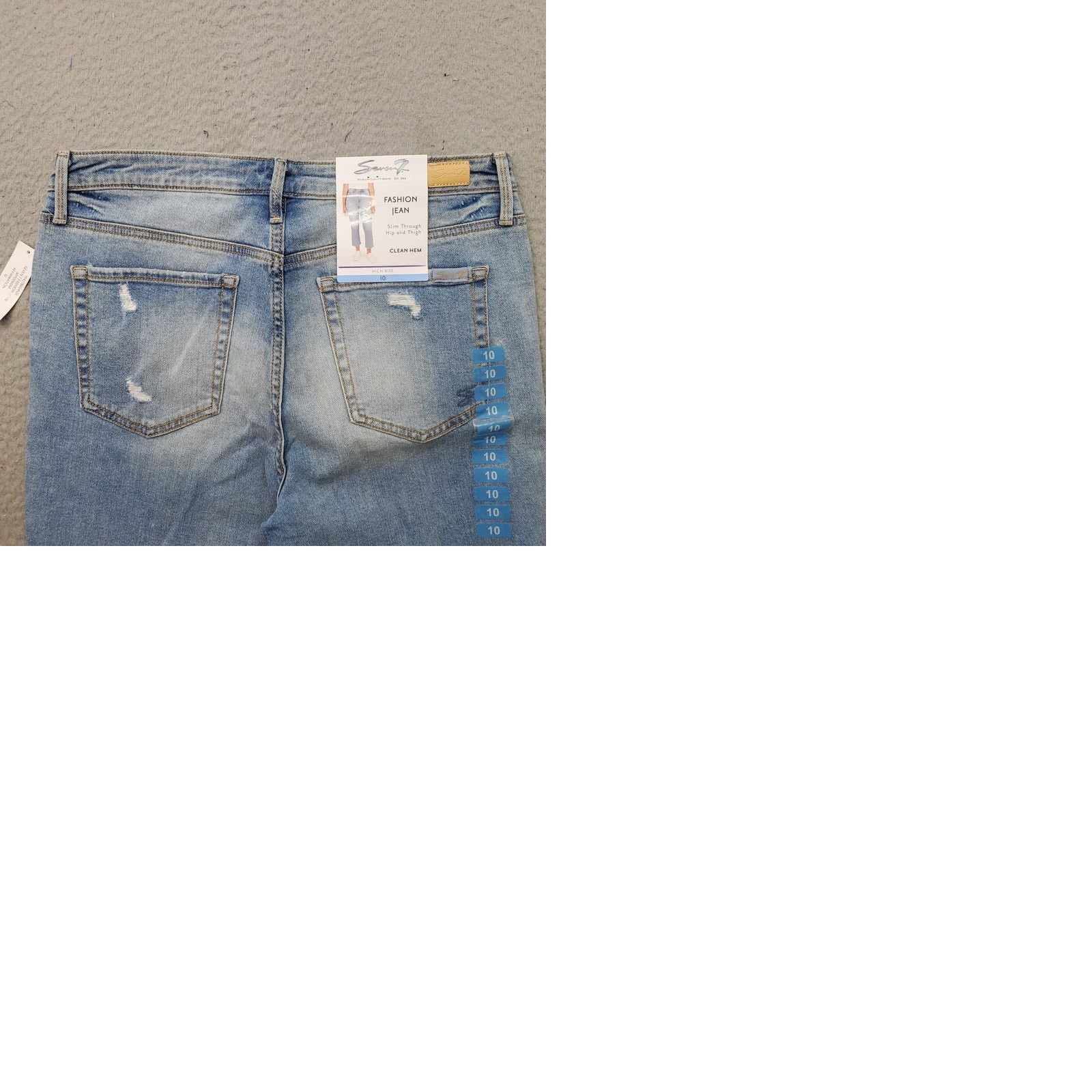 Vintage Seven7 Straight Jeans Womens 10 Blue Denim Stretch Light Wash High Rise Outdoor Jeans Size 32" / US 10 / IT 46 - 9 Thumbnail