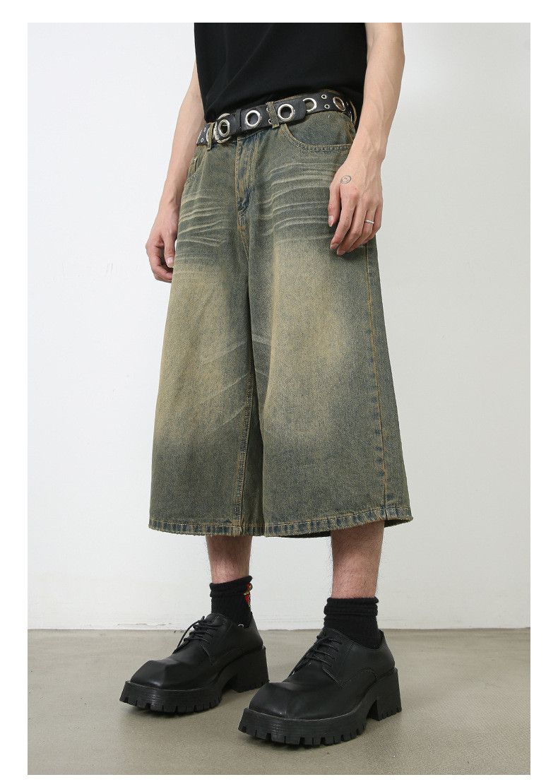 Japanese Brand × Jean Retro wide-leg washed loose versatile denim shorts Size US 32 / EU 48 - 2 Thumbnail