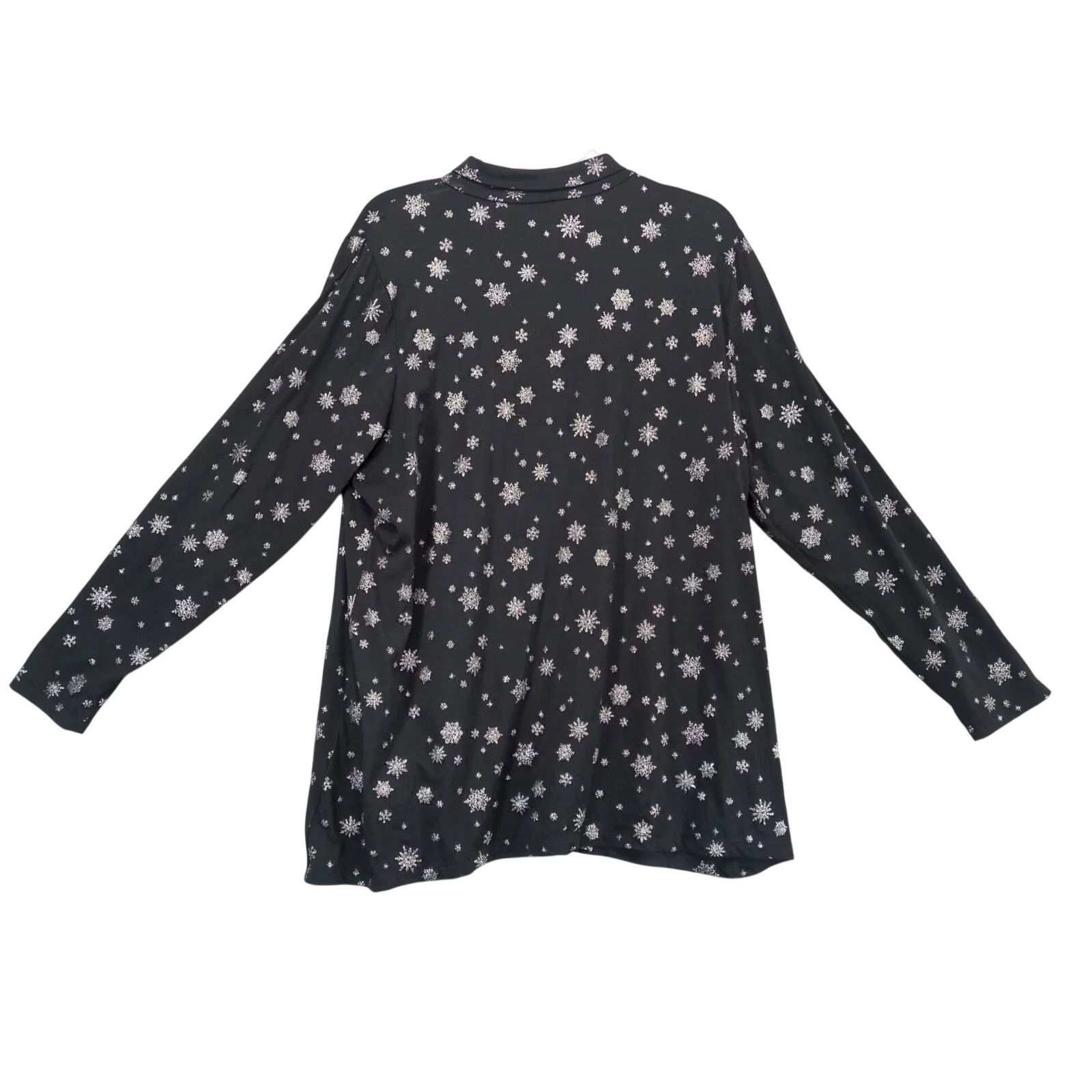 Avenue Avenue Silver Glitter Snowflake Black Turtleneck Top Women's Size XXL / US 16-18 / IT 52-54 - 2 Thumbnail