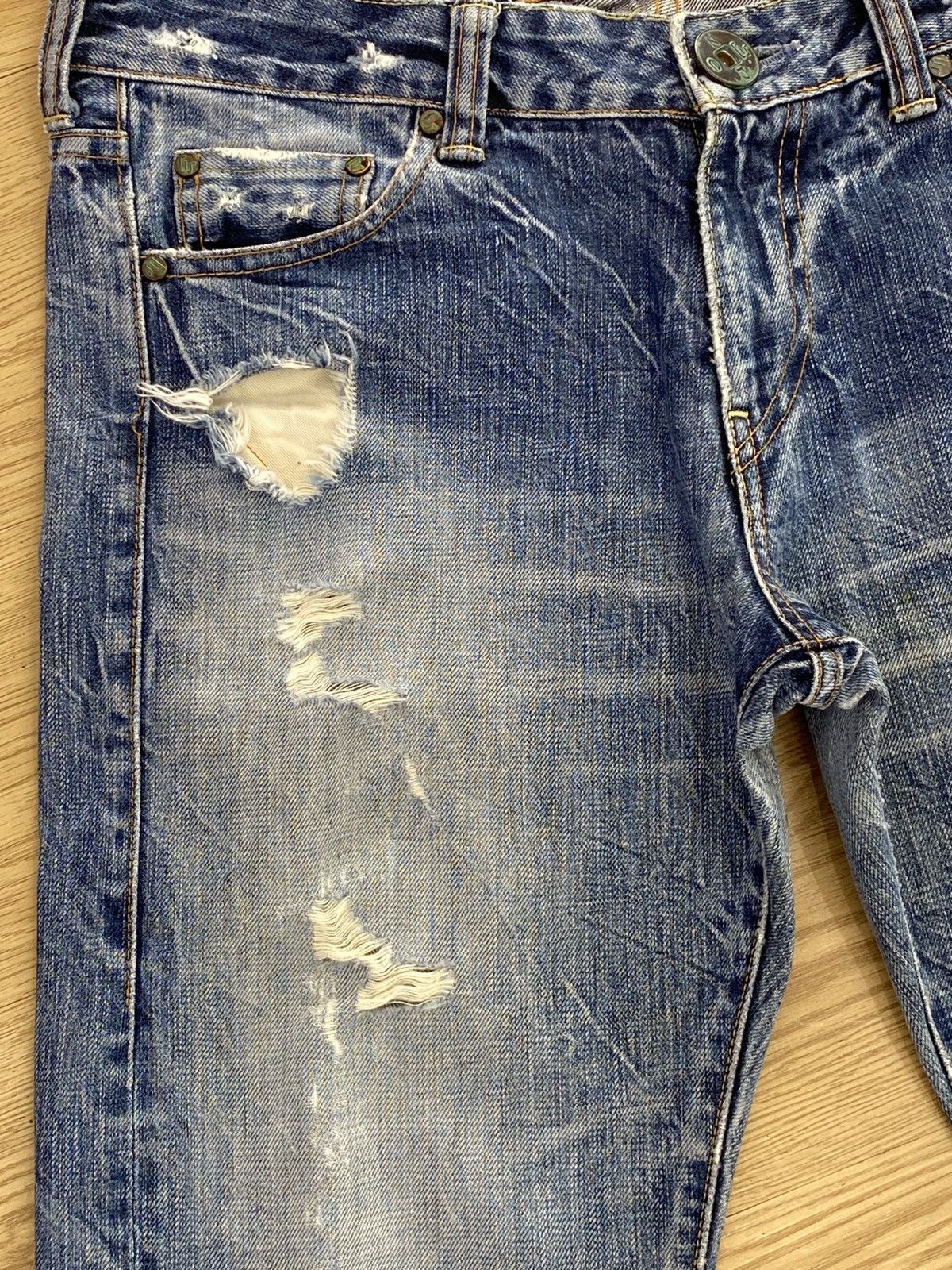 Japanese Brand Japanese Brand Distressed Acid Blue Wash Style Size US 34 / EU 50 - 13 Thumbnail