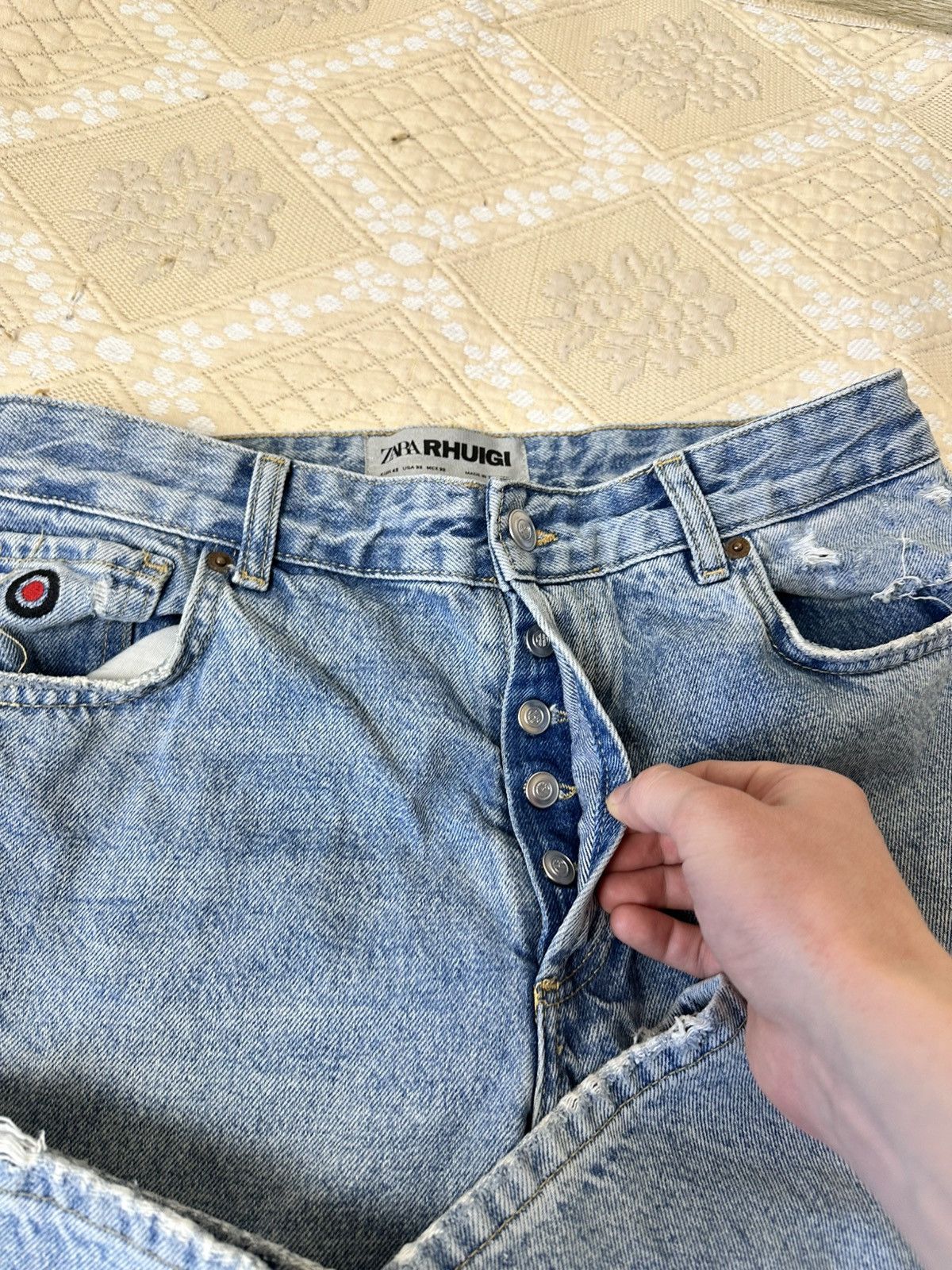 Rhude × Zara 🔥 Zara x Rhude Rhuigi Jeans Distressed Denim Pants Blue Size US 32 / EU 48 - 7 Thumbnail