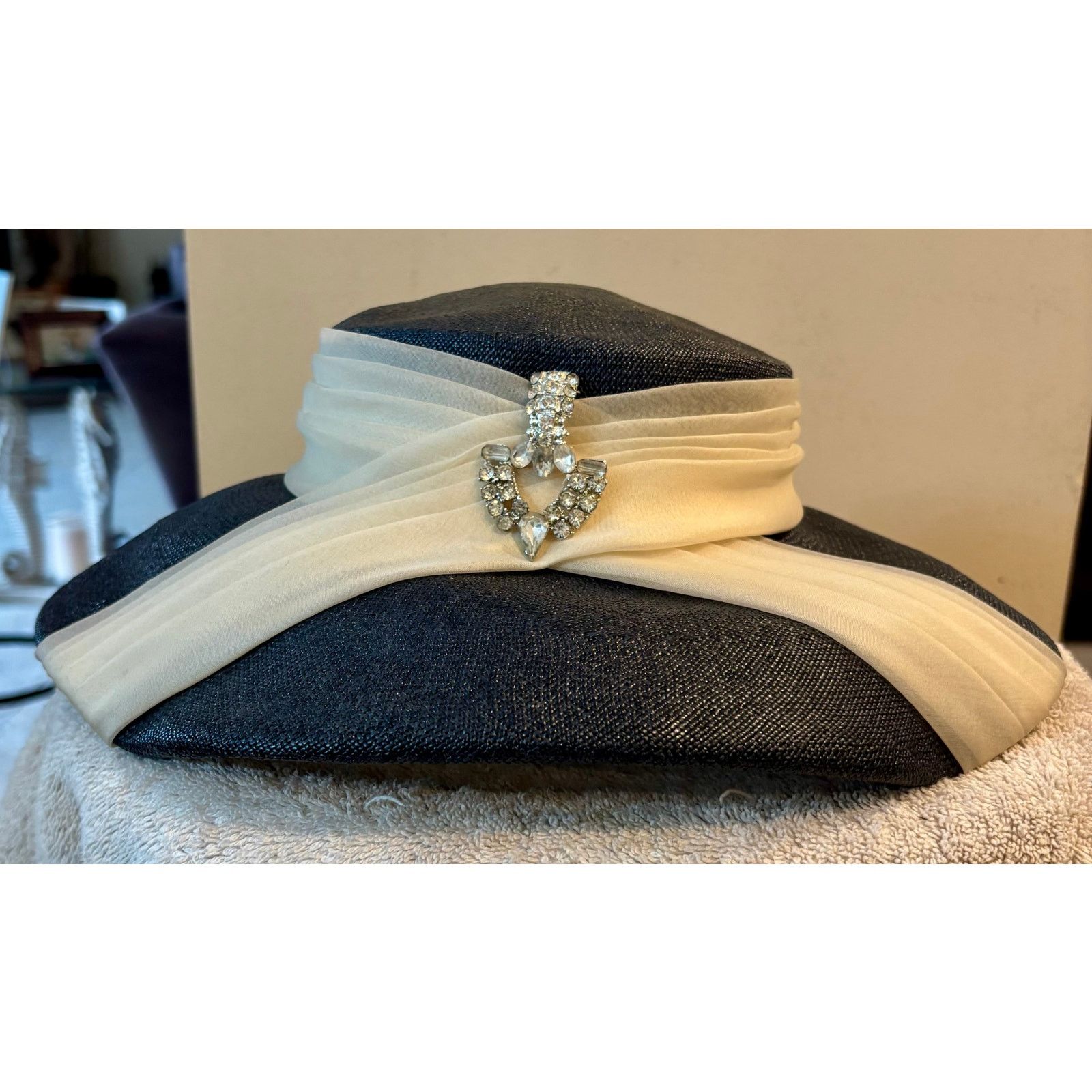Vintage Cuthay California Original Vintage Navy Blue Hat Cream Size ONE SIZE - 2 Thumbnail