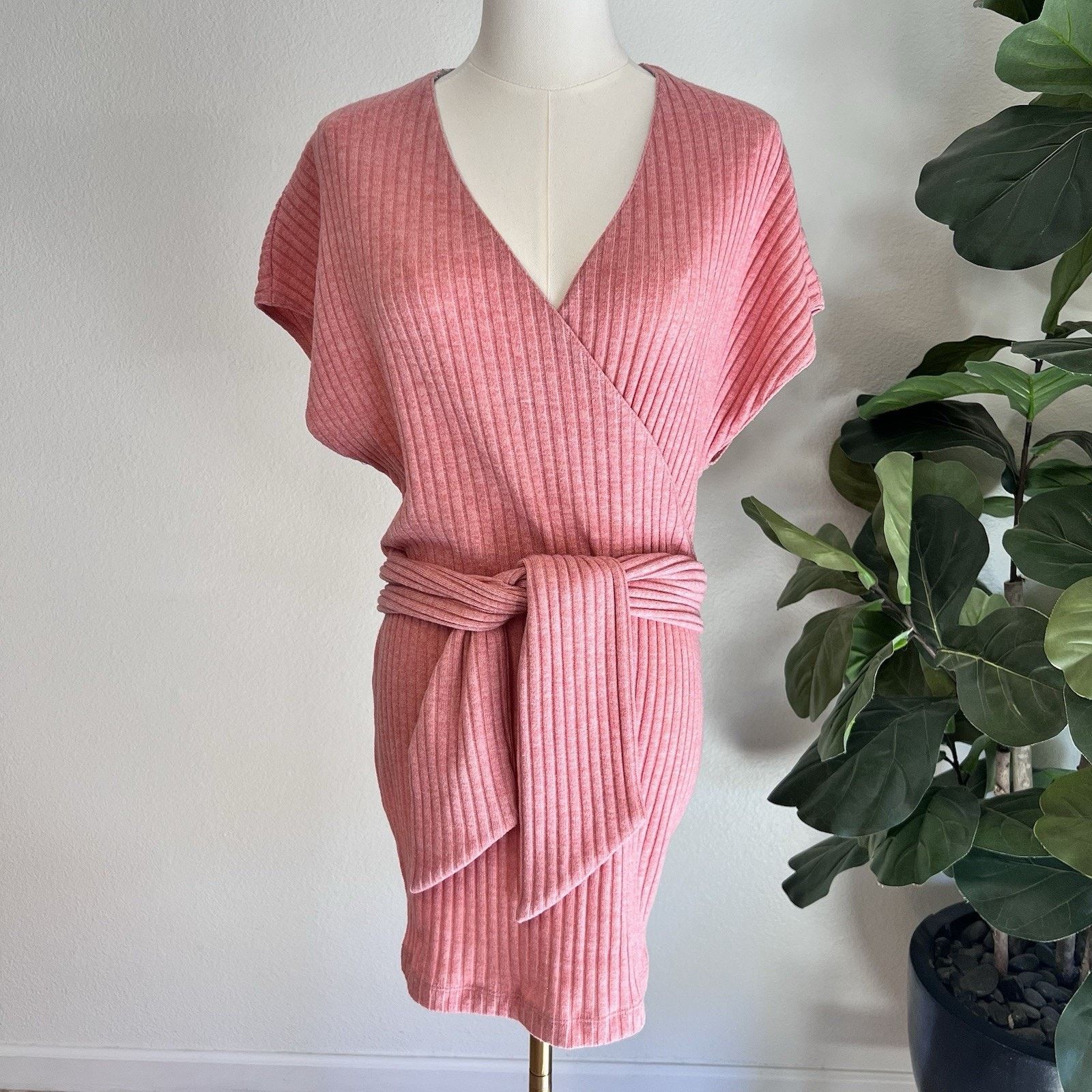 Saylor NWOT $230 SAYLOR Yelle Mini Dress (S) Pink Ribbed Belt Size S / US 4 / IT 40 - 2 Thumbnail