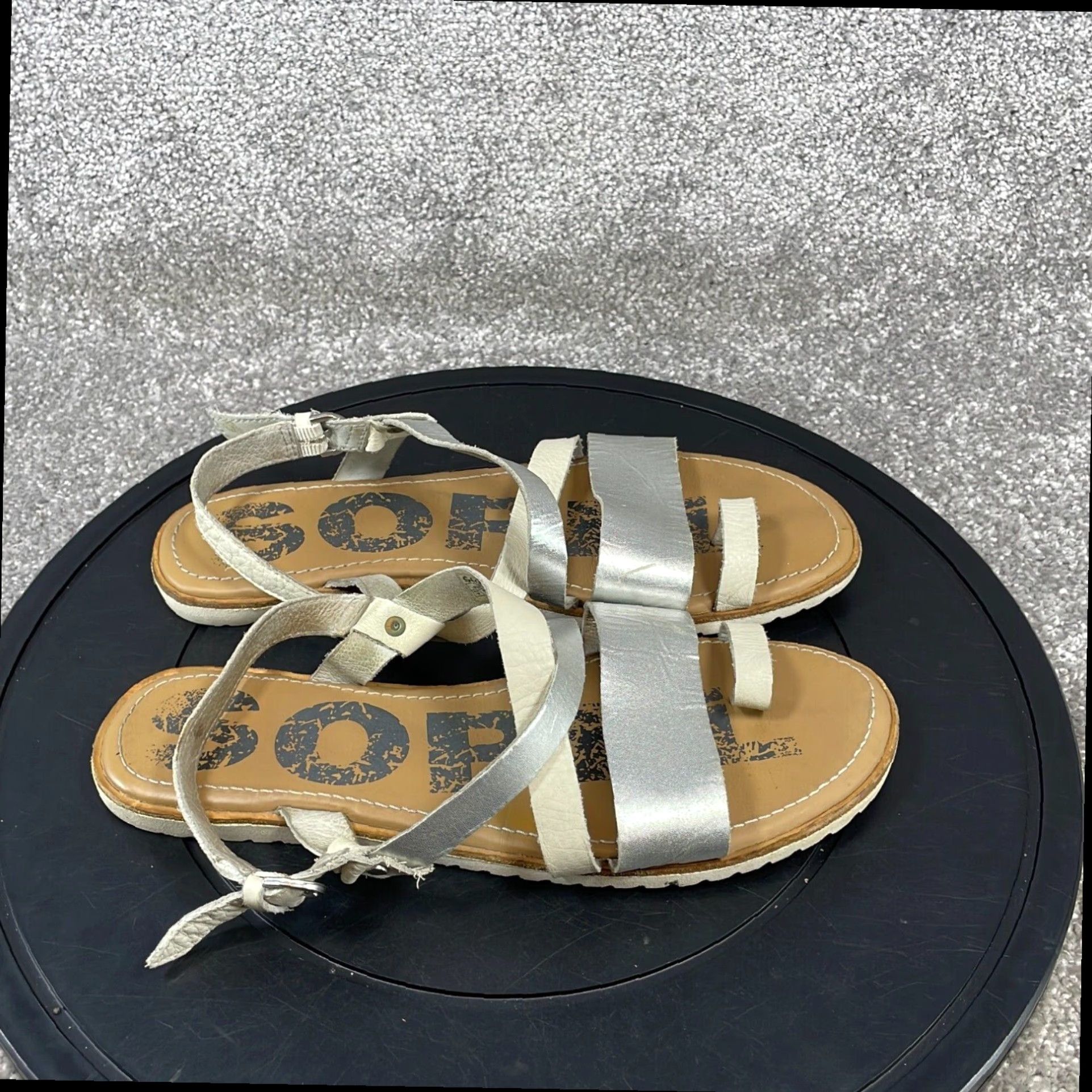 SOREL Ella Sandals Womens Size 10 Extra Large XL Silver Beige Leather Size US 8 / IT 38 - 1 Thumbnail