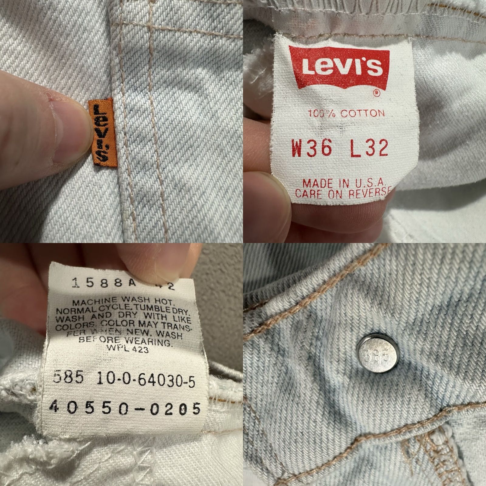 Levi's VINTAGE Levi's 550 Jeans Men 34x31 Light Blue USA Made Relaxed Tapered Denim Blue 90s Retro Mens Size US 36 / EU 52 - 8 Thumbnail
