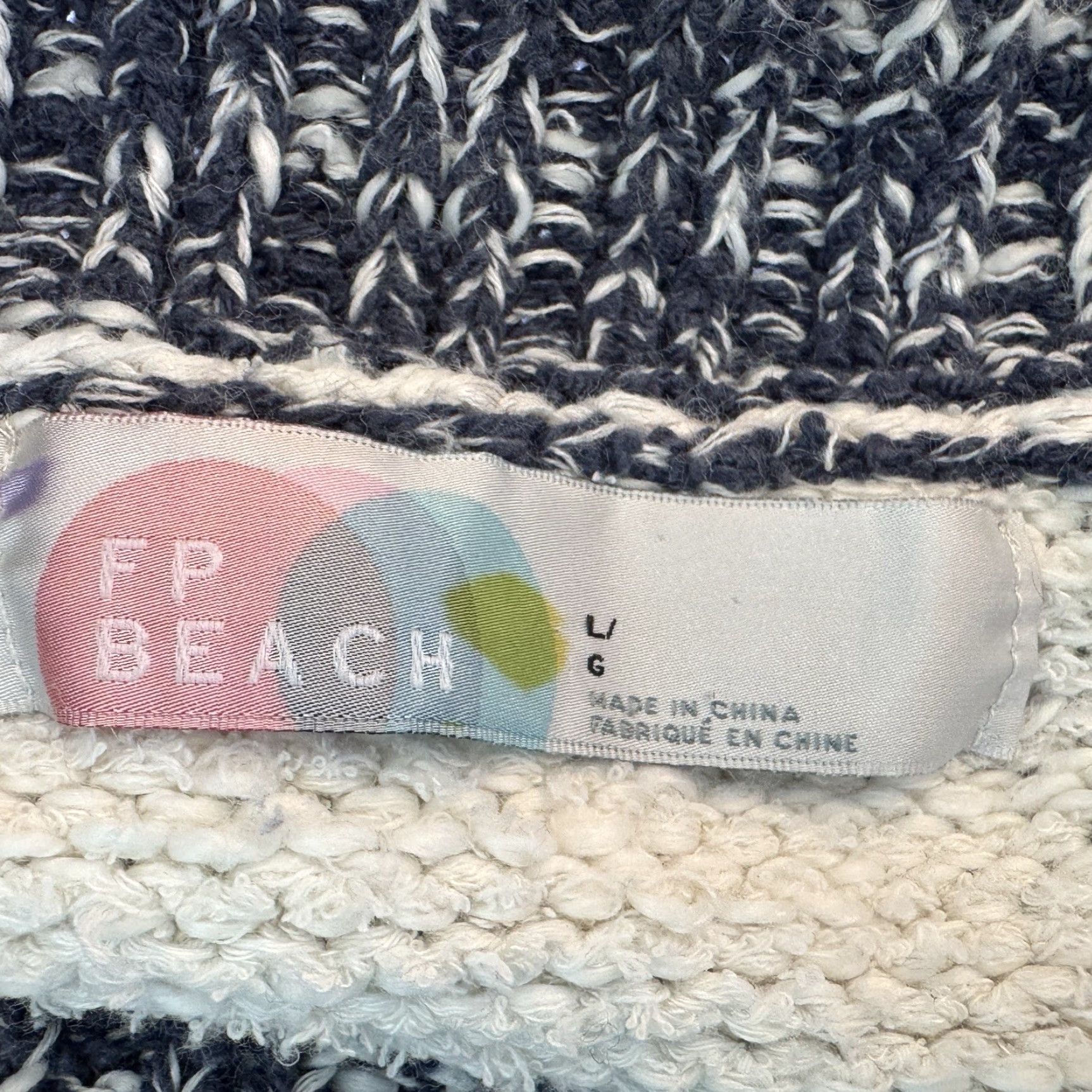 Free People VINTAGE Free People Beach Womens Sweater Dress L Blue Stripe Cowl Neck Side Slits Long Sleeve Size L / US 10 / IT 46 - 7 Thumbnail