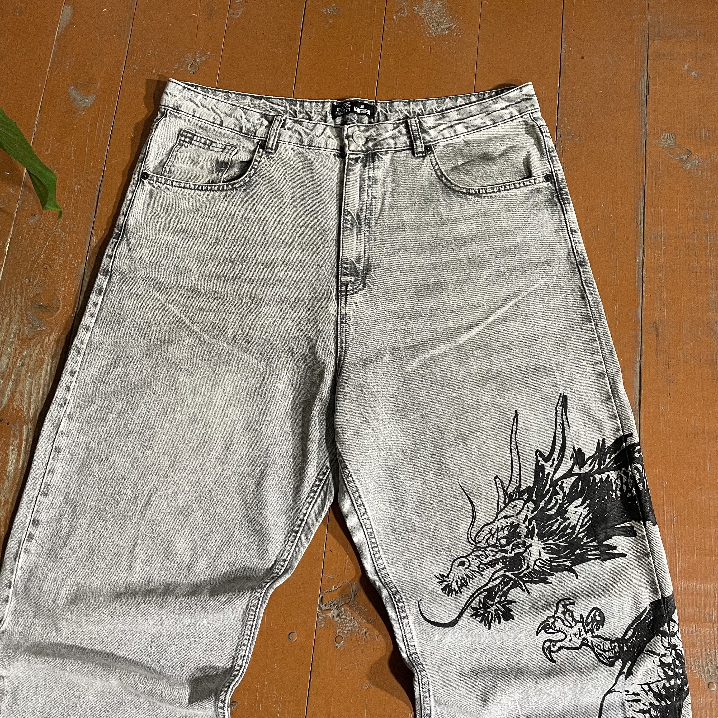 Other Custom pants baggy fit art Dragon distressed alt rare Size US 36 / EU 52 - 4 Thumbnail